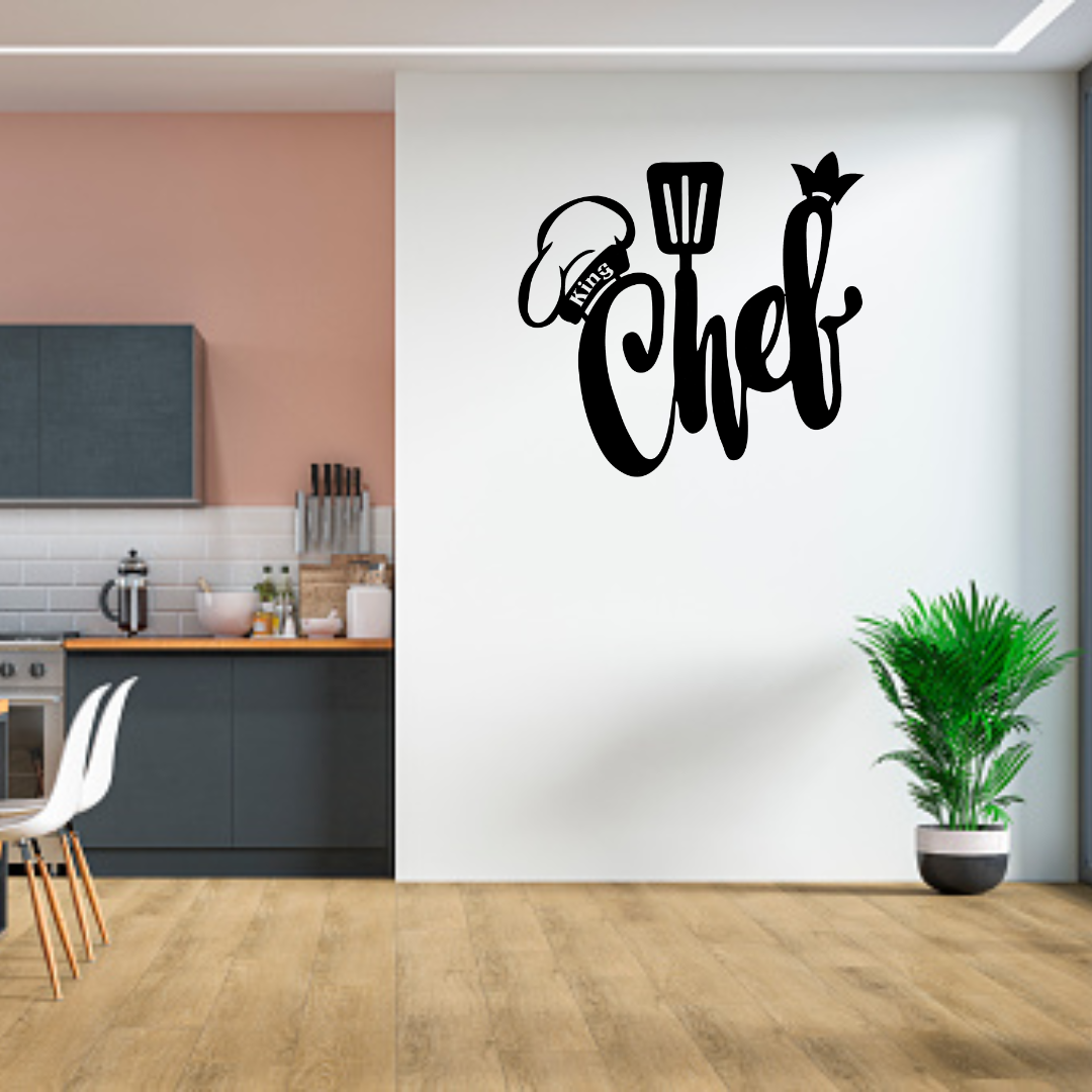 Black Metal Wall Hanger with Chef Pattern Suitable for All Walls