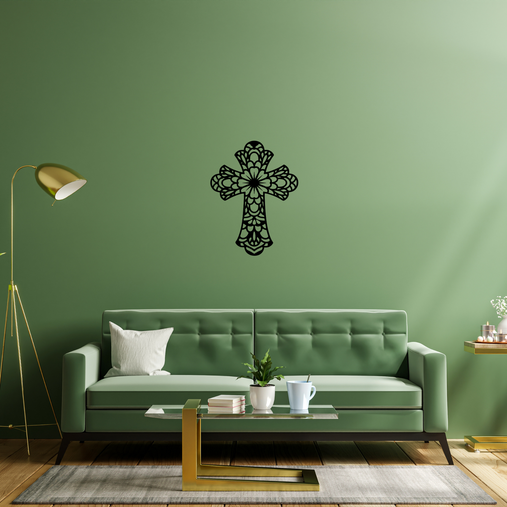 Floral Cross Metal Wall Decor, Christian Wall Art, Living Room Wall Decor, Religious Home Decoration, Cross with Floral Design Wall Art