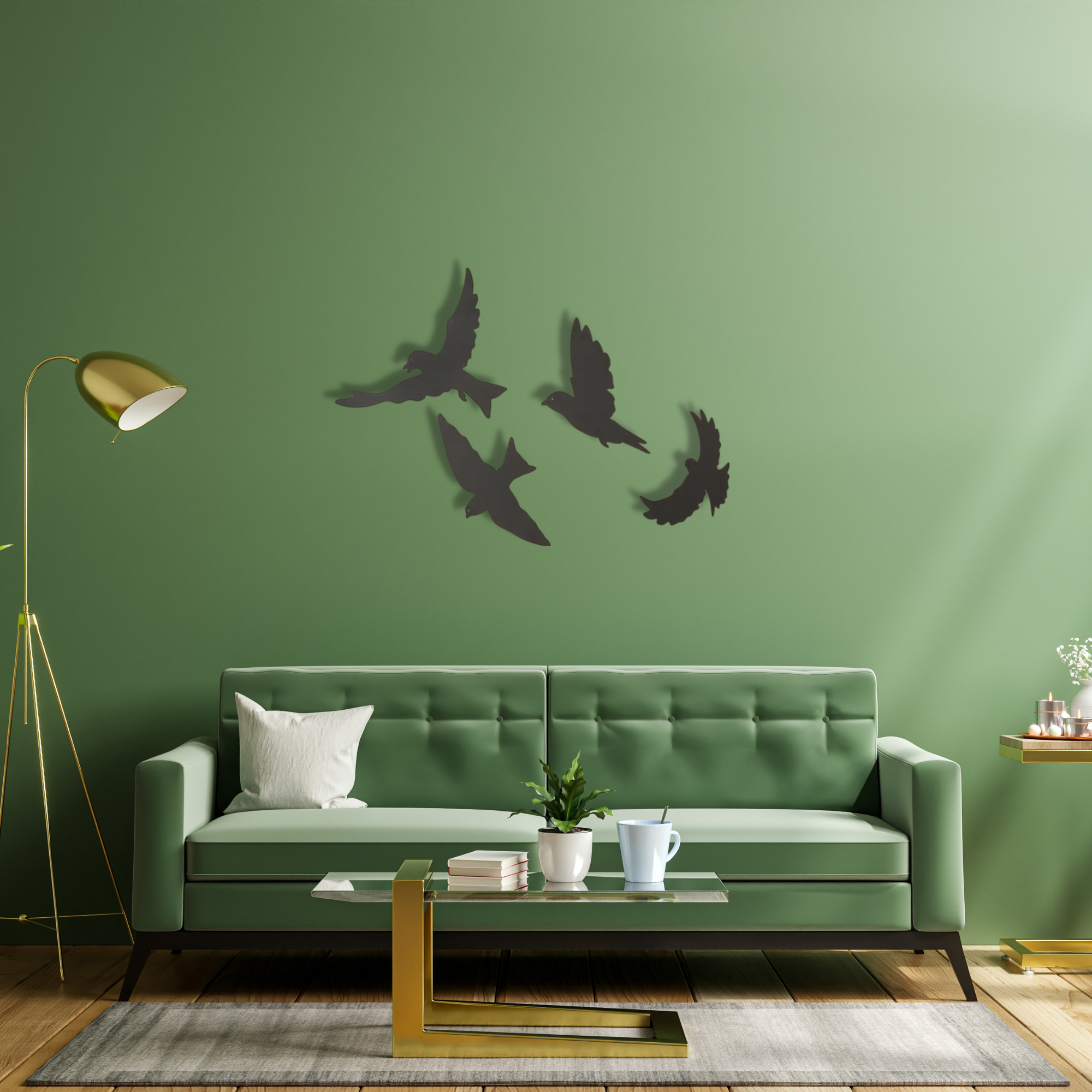 Set of 4 Metal Birds Wall Art, Birds Wall Decoration, Animal Wall Decor, Living Room Wall Decor, Birds Flock Metal Wall Art