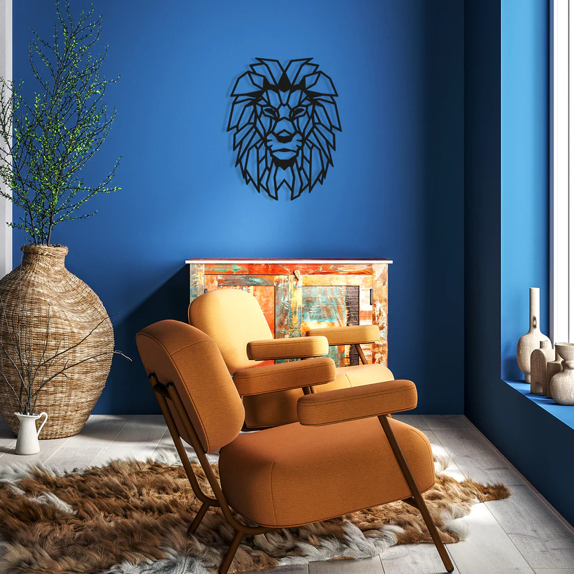 Lion Pattern Black Metal Wall Art Hanging Decor | For All Walls 1.5mm Thickness 60x75cm