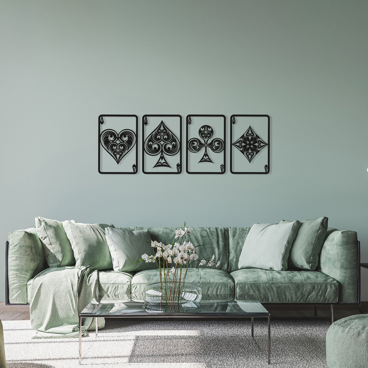 Set of 4 Playing Cards Metal Wall Art, Game Card Wall Decor, Game Room Wall Decoration, Poker Black Wall Hangings, Gift for Game Lovers