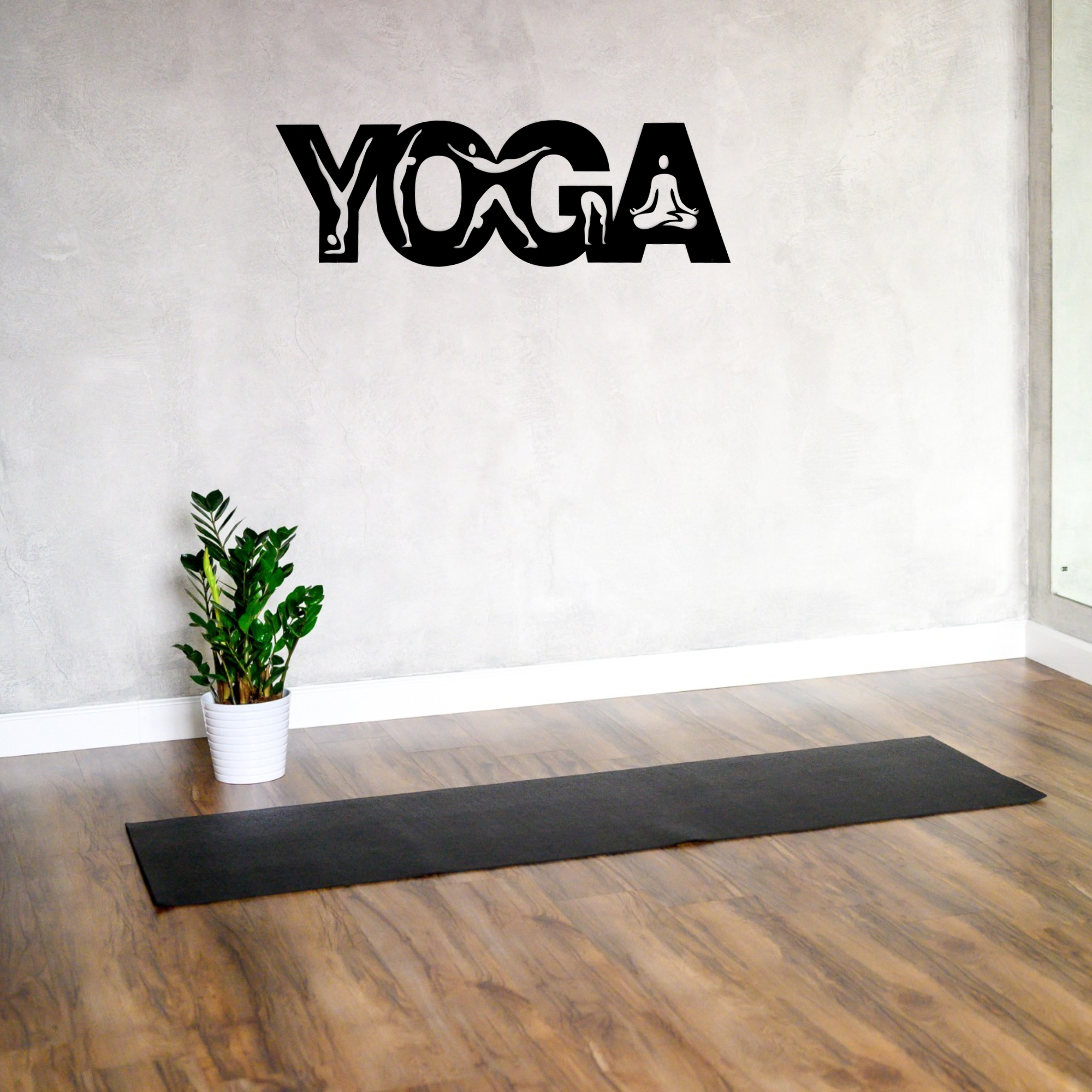 Yoga Black Metal Wall Art Hanging Decor | 100x32 cm 1.5mm Thickness for All Walls