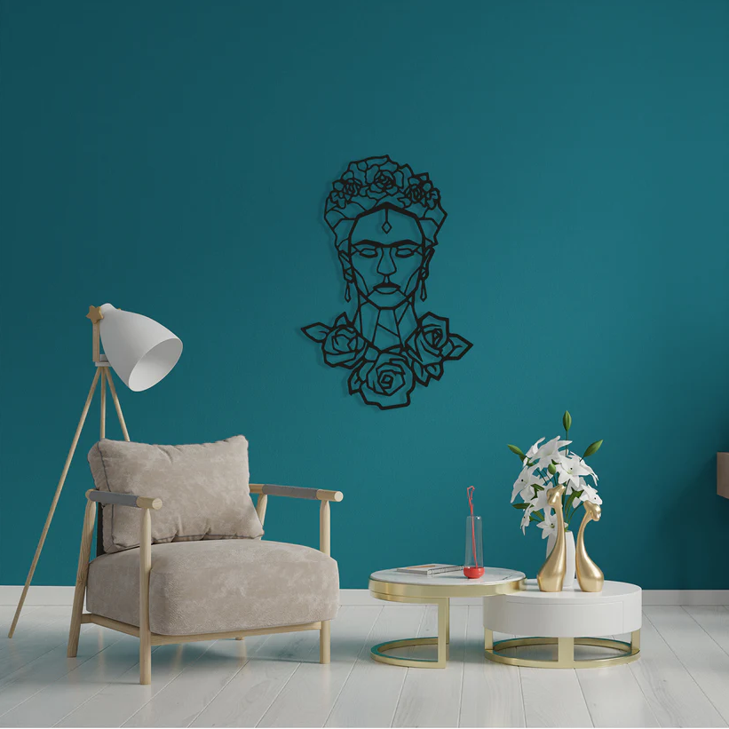 Frida Kahlo Metal Wall Art, Frida Wall Hanging, Metal Wall Sculpture, Modern Wall Art, Metal Portrait of Frida Kahlo, Black Metal Wall Art
