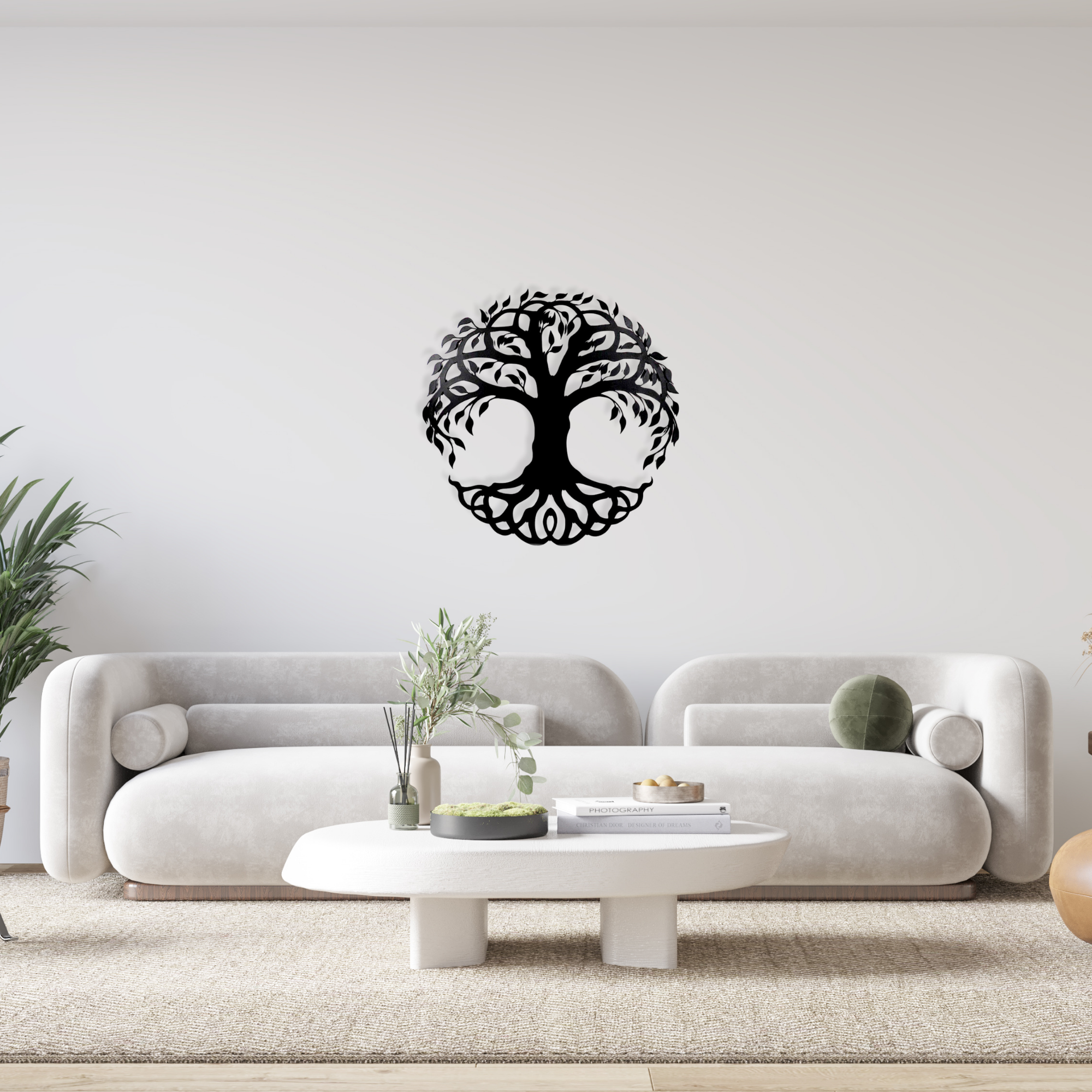 Tree of Life Black Metal Wall Art Hanging Decor | 67x67cm For All Walls 1.5mm Thickness