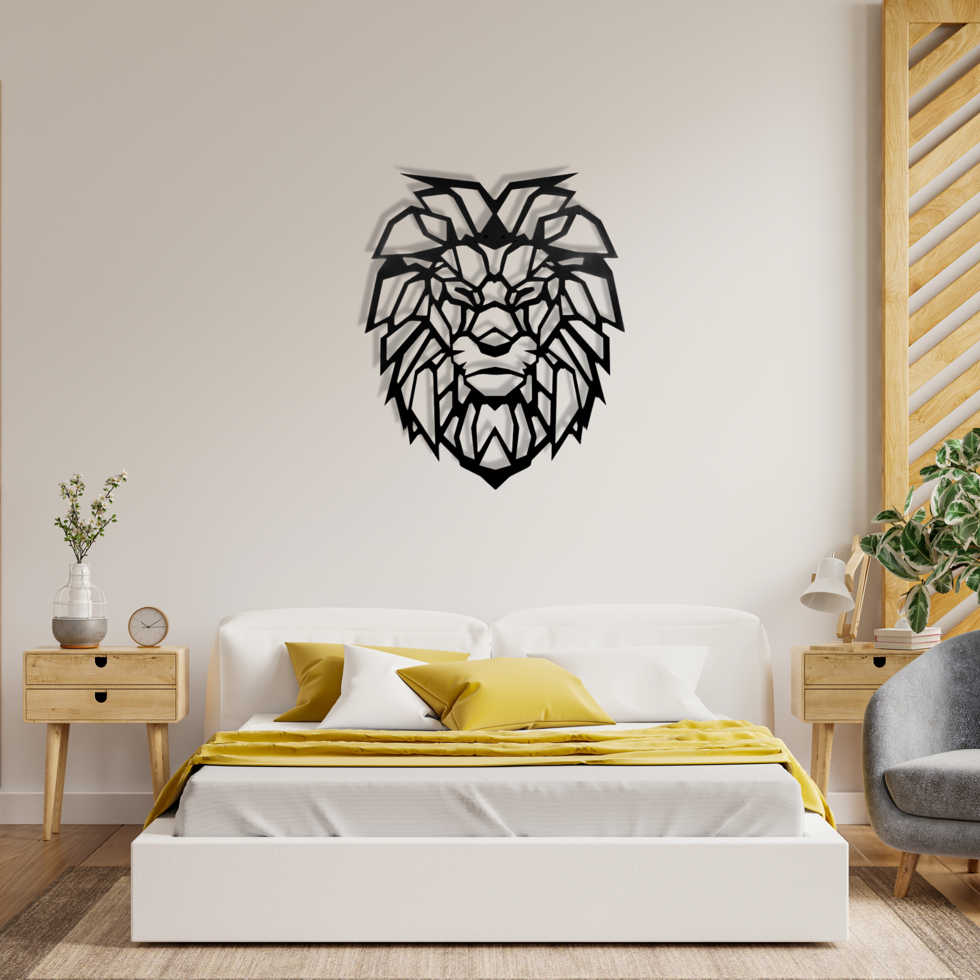Lion Pattern Black Metal Wall Art Hanging Decor | For All Walls 1.5mm Thickness 60x75cm