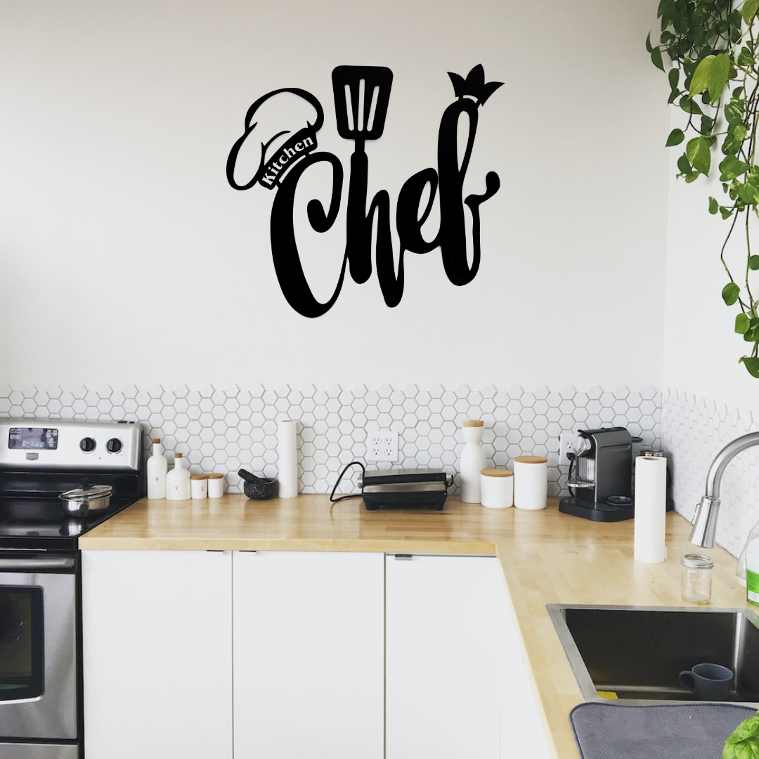 Black Metal Wall Hanger with Chef Pattern Suitable for All Walls