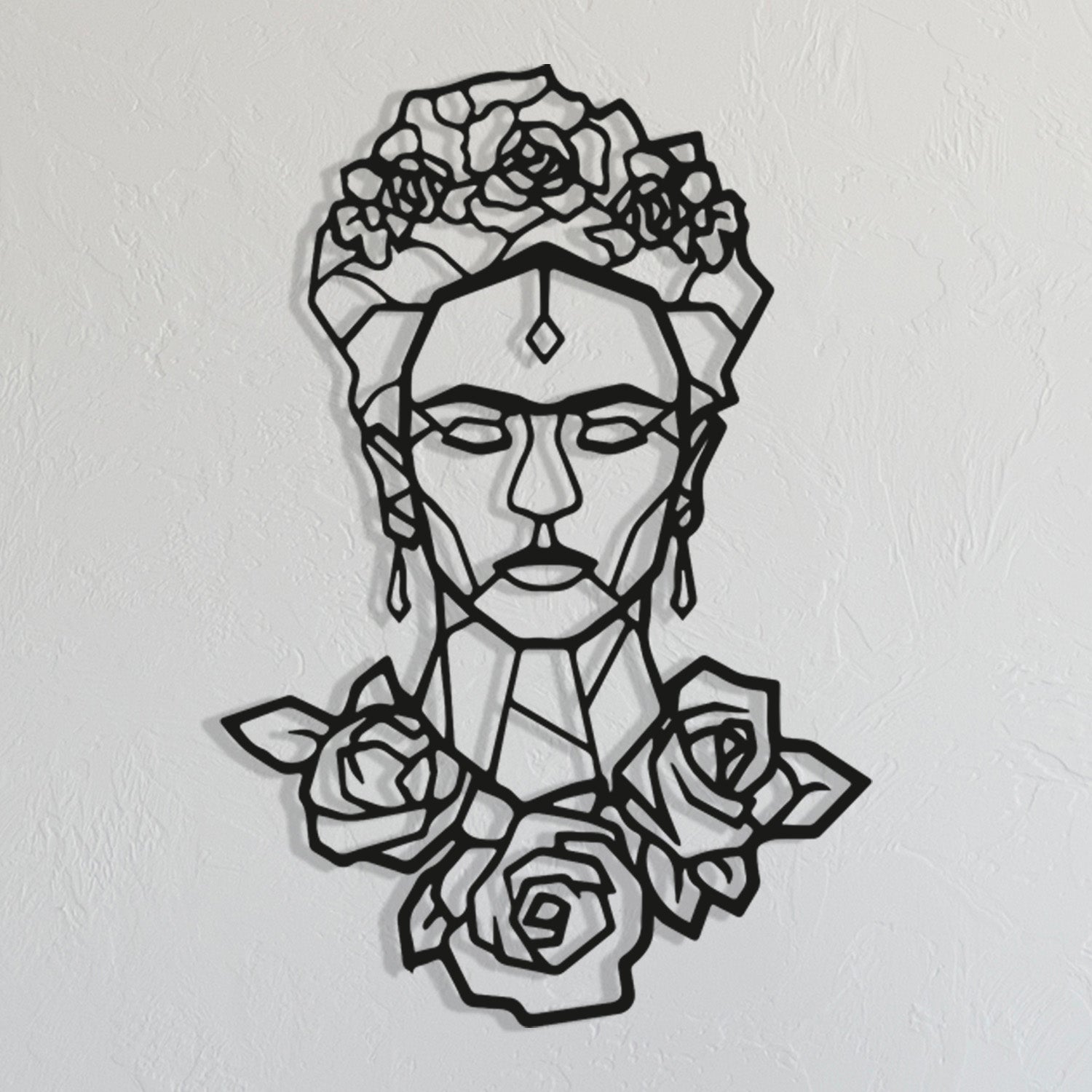 Frida Kahlo Metal Wall Art, Frida Wall Hanging, Metal Wall Sculpture, Modern Wall Art, Metal Portrait of Frida Kahlo, Black Metal Wall Art