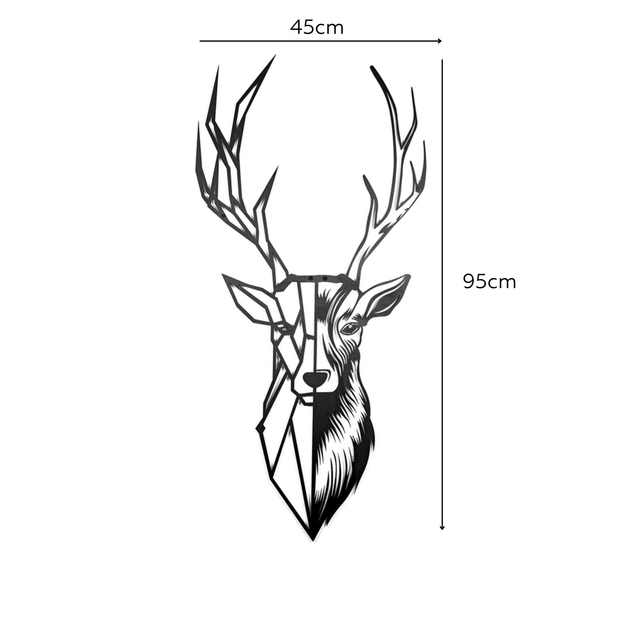Black Metal Wall Hanger with Deer Pattern Suitable for All Walls 1.5mm Thickness 45x95cm