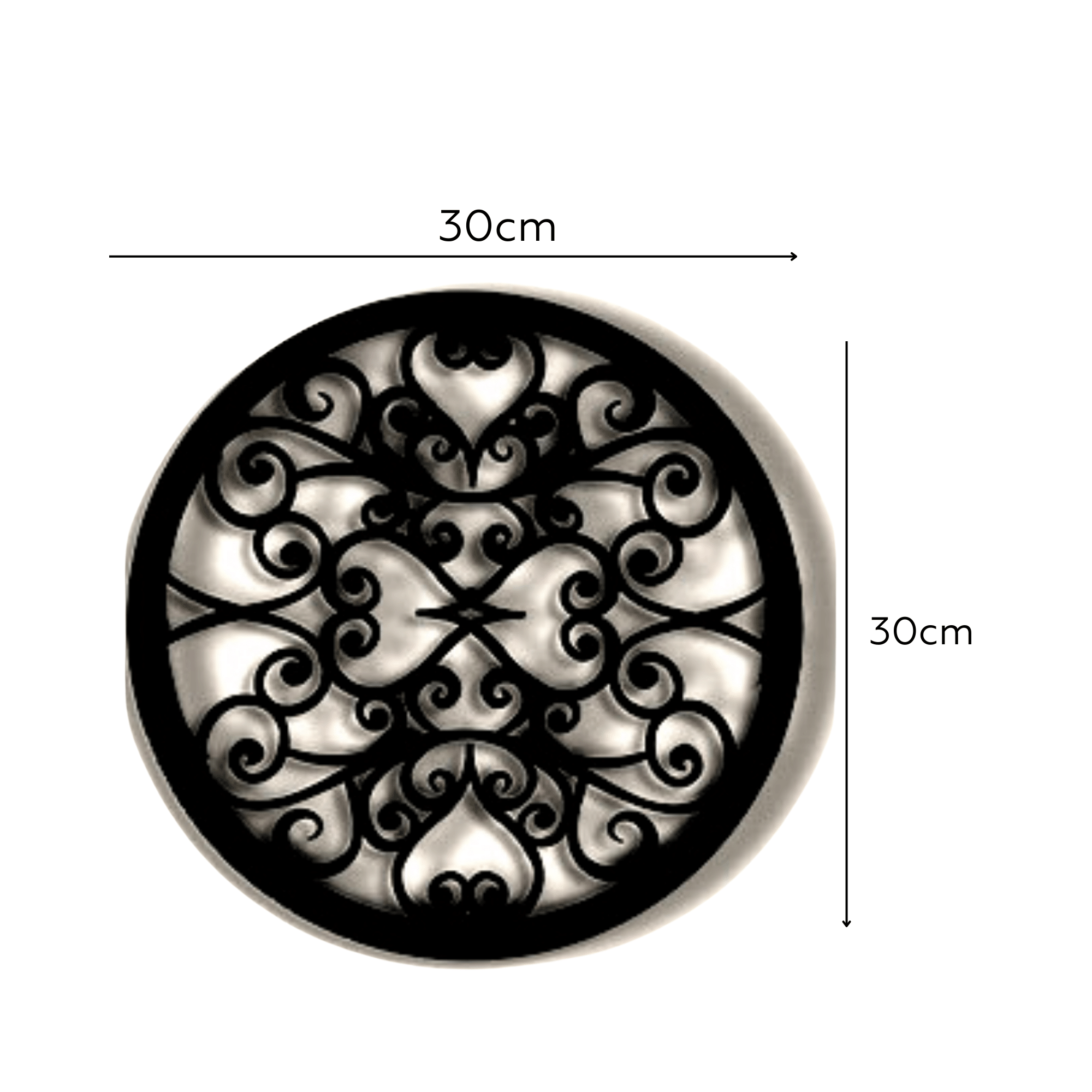 Moon Phase Patterned Black Metal Wall Hanger Suitable for All Walls 1.5mm Thickness 30x30 cm