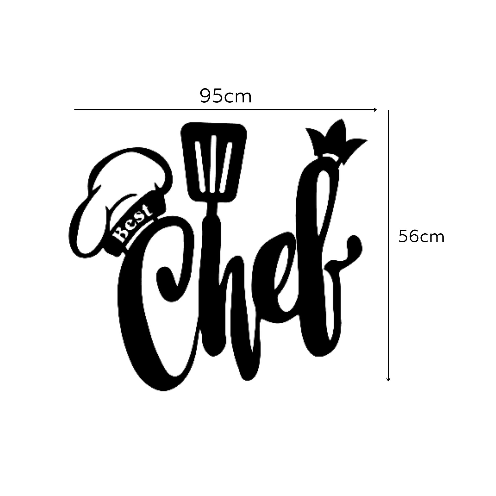 Black Metal Wall Hanger with Chef Pattern Suitable for All Walls