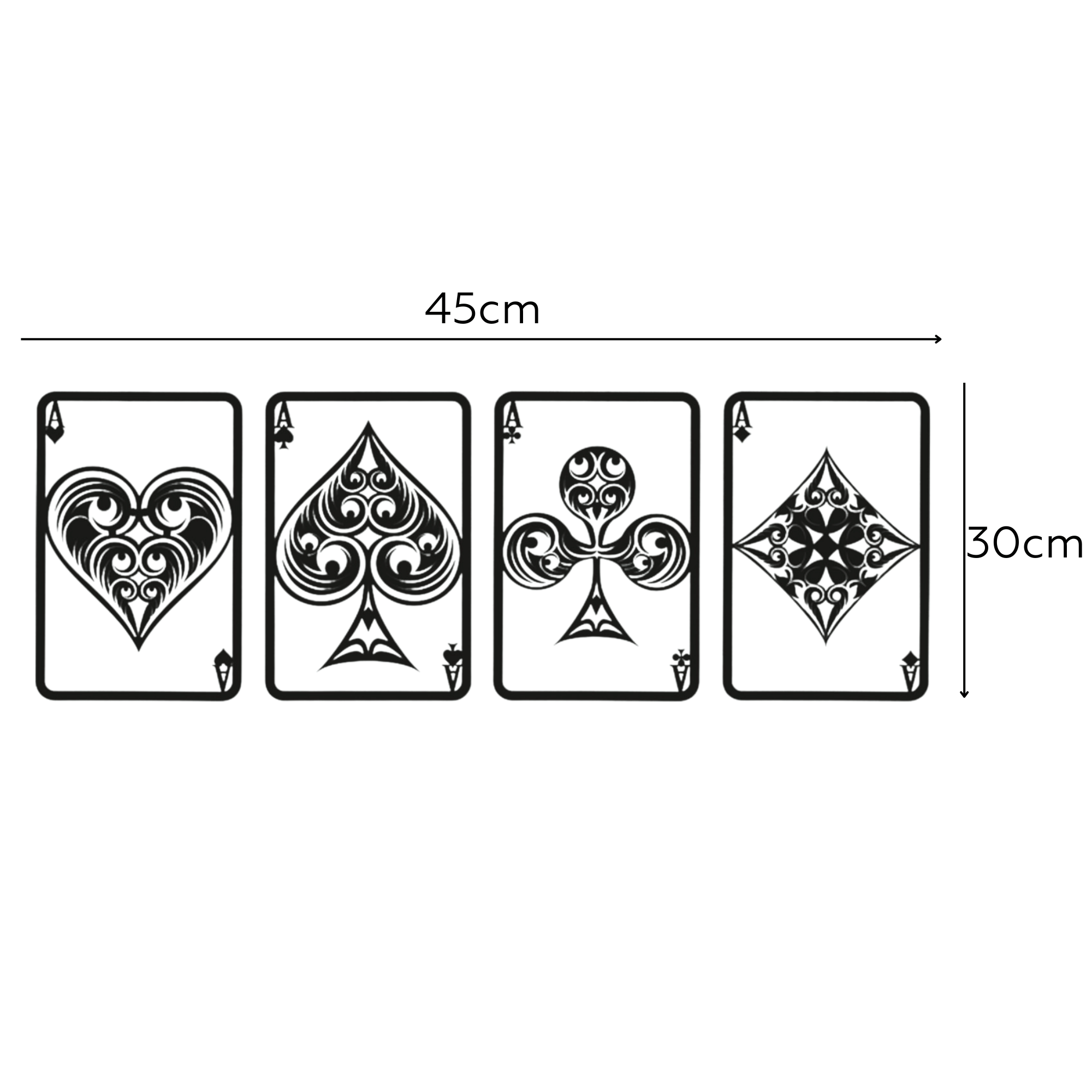 Set of 4 Playing Cards Metal Wall Art, Game Card Wall Decor, Game Room Wall Decoration, Poker Black Wall Hangings, Gift for Game Lovers