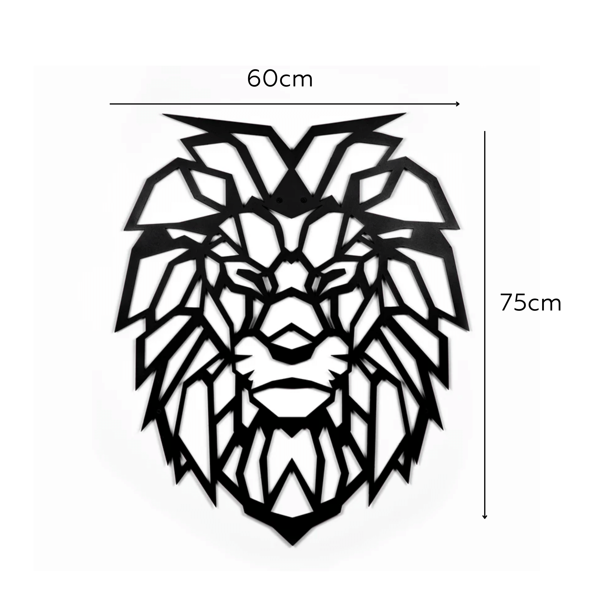 Lion Pattern Black Metal Wall Art Hanging Decor | For All Walls 1.5mm Thickness 60x75cm