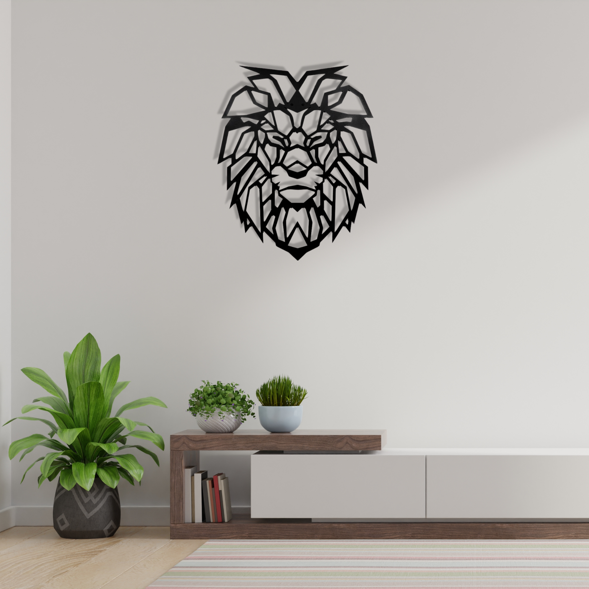 Lion Pattern Black Metal Wall Art Hanging Decor | For All Walls 1.5mm Thickness 60x75cm