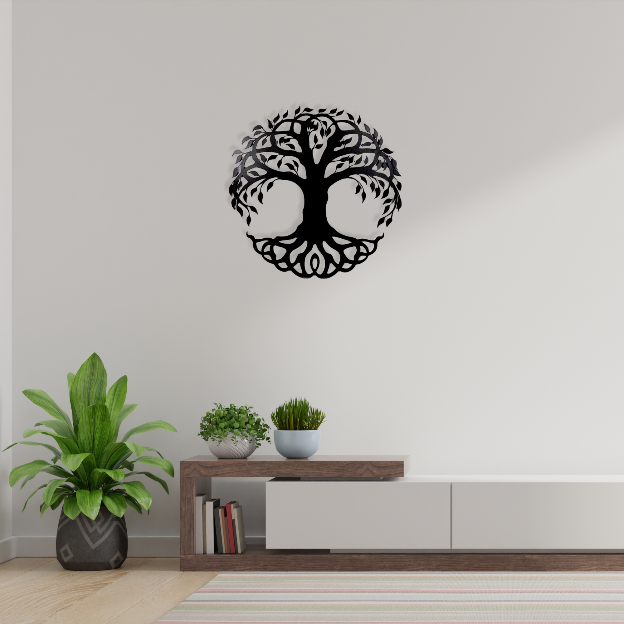 Tree of Life Black Metal Wall Art Hanging Decor | 67x67cm For All Walls 1.5mm Thickness