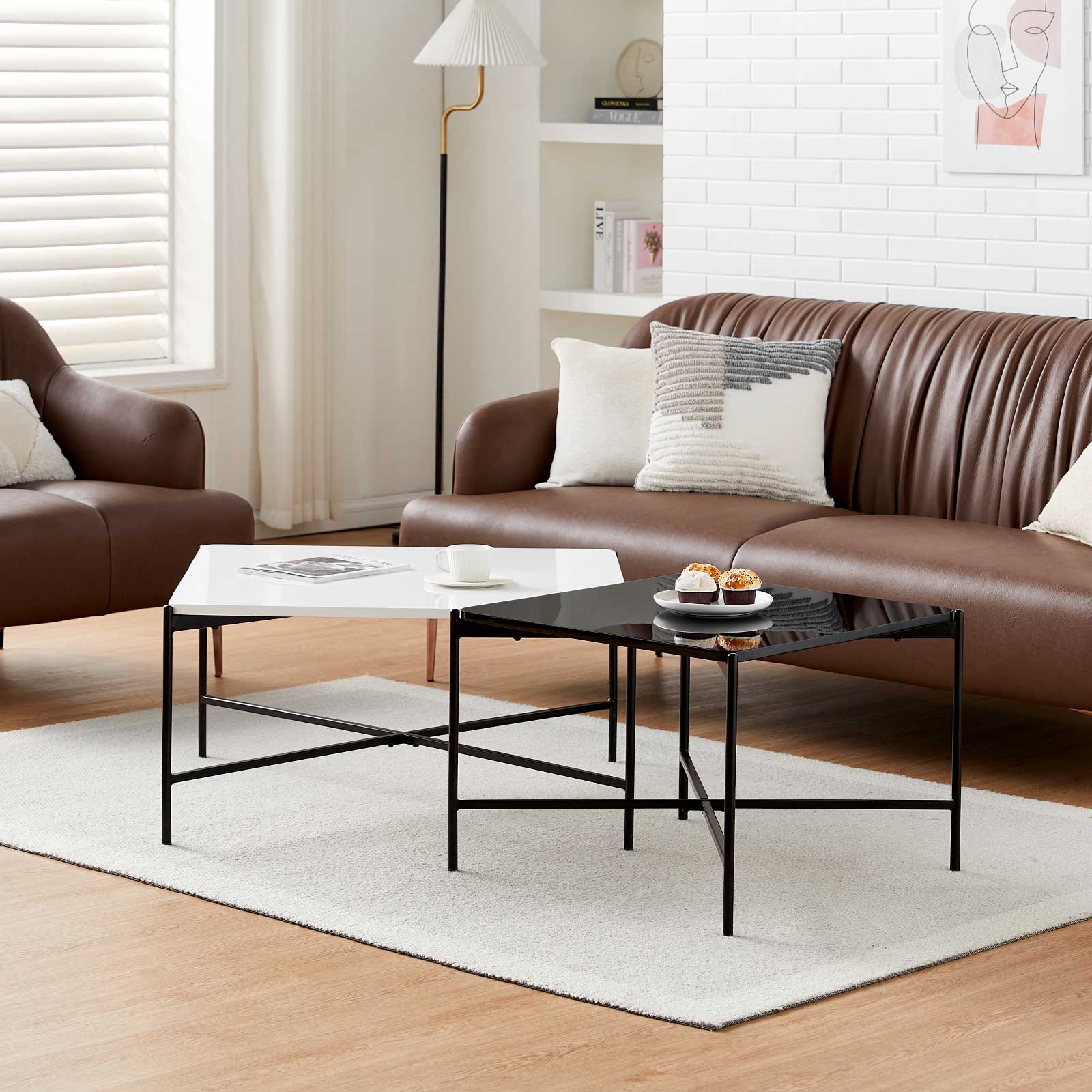Arol 2-Piece High Gloss Square Nesting Coffee Table Set