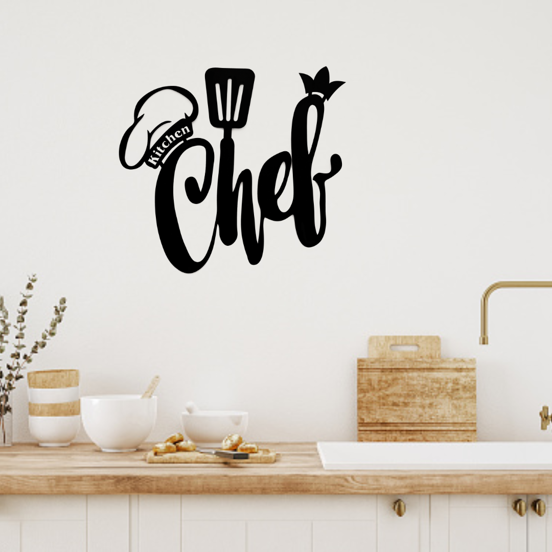 Black Metal Wall Hanger with Chef Pattern Suitable for All Walls