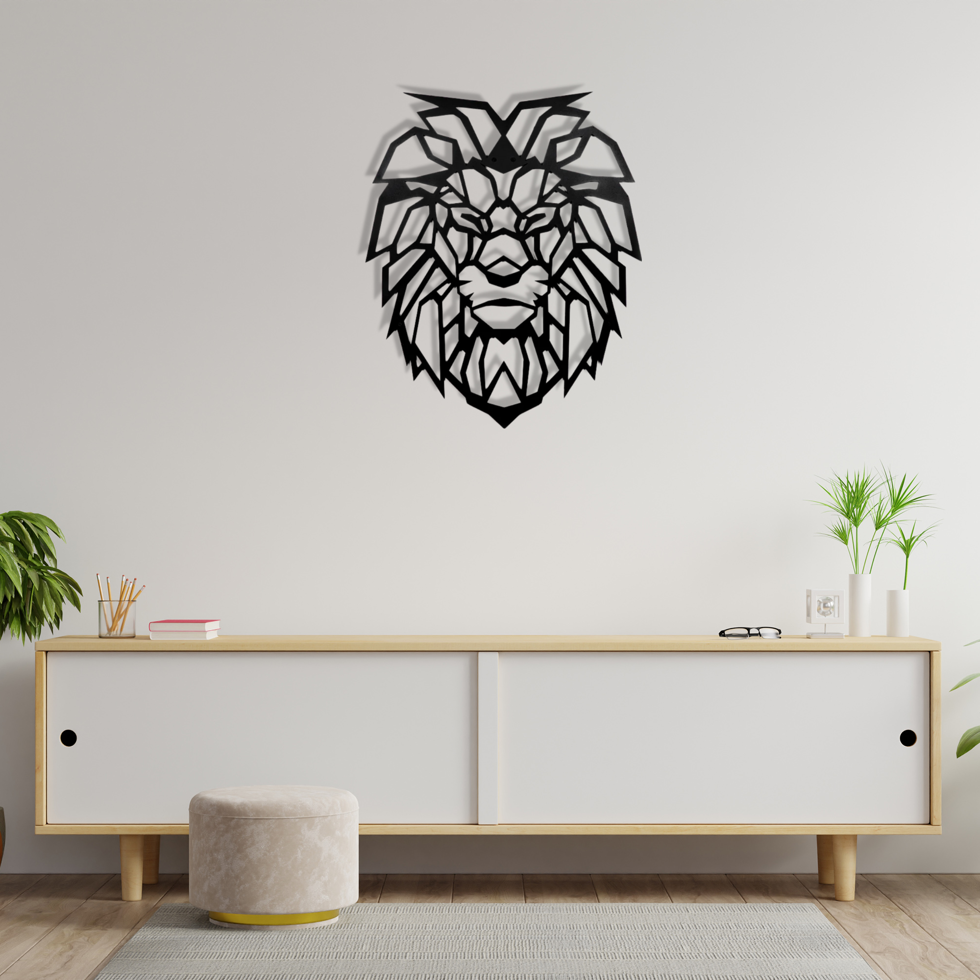 Lion Pattern Black Metal Wall Art Hanging Decor | For All Walls 1.5mm Thickness 60x75cm