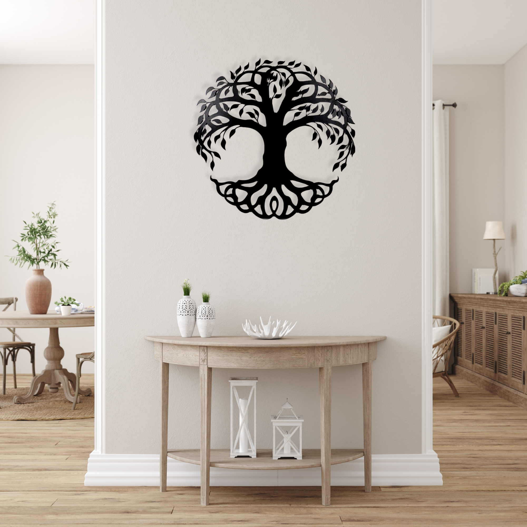 Tree of Life Black Metal Wall Art Hanging Decor | 67x67cm For All Walls 1.5mm Thickness