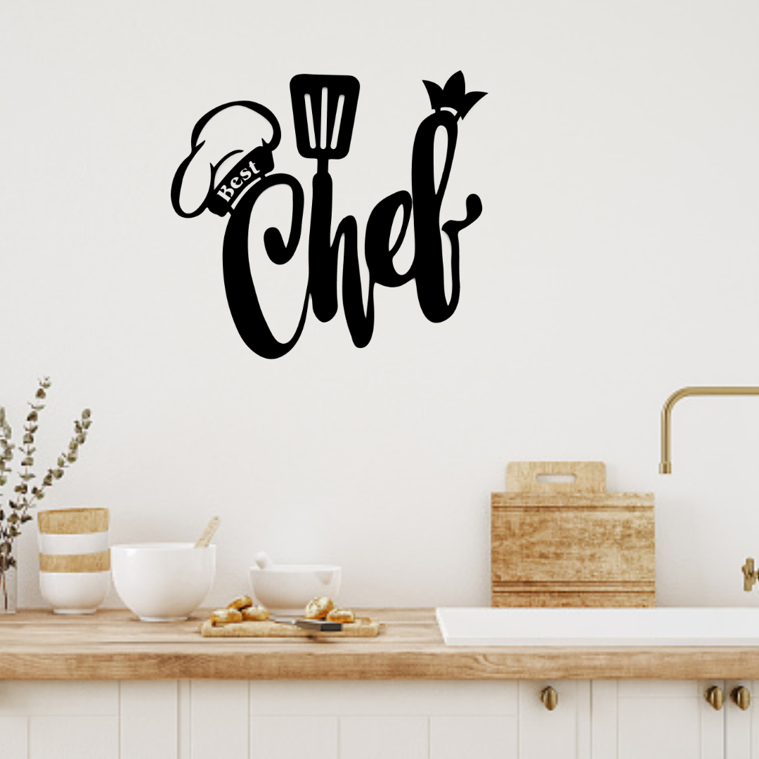 Black Metal Wall Hanger with Chef Pattern Suitable for All Walls