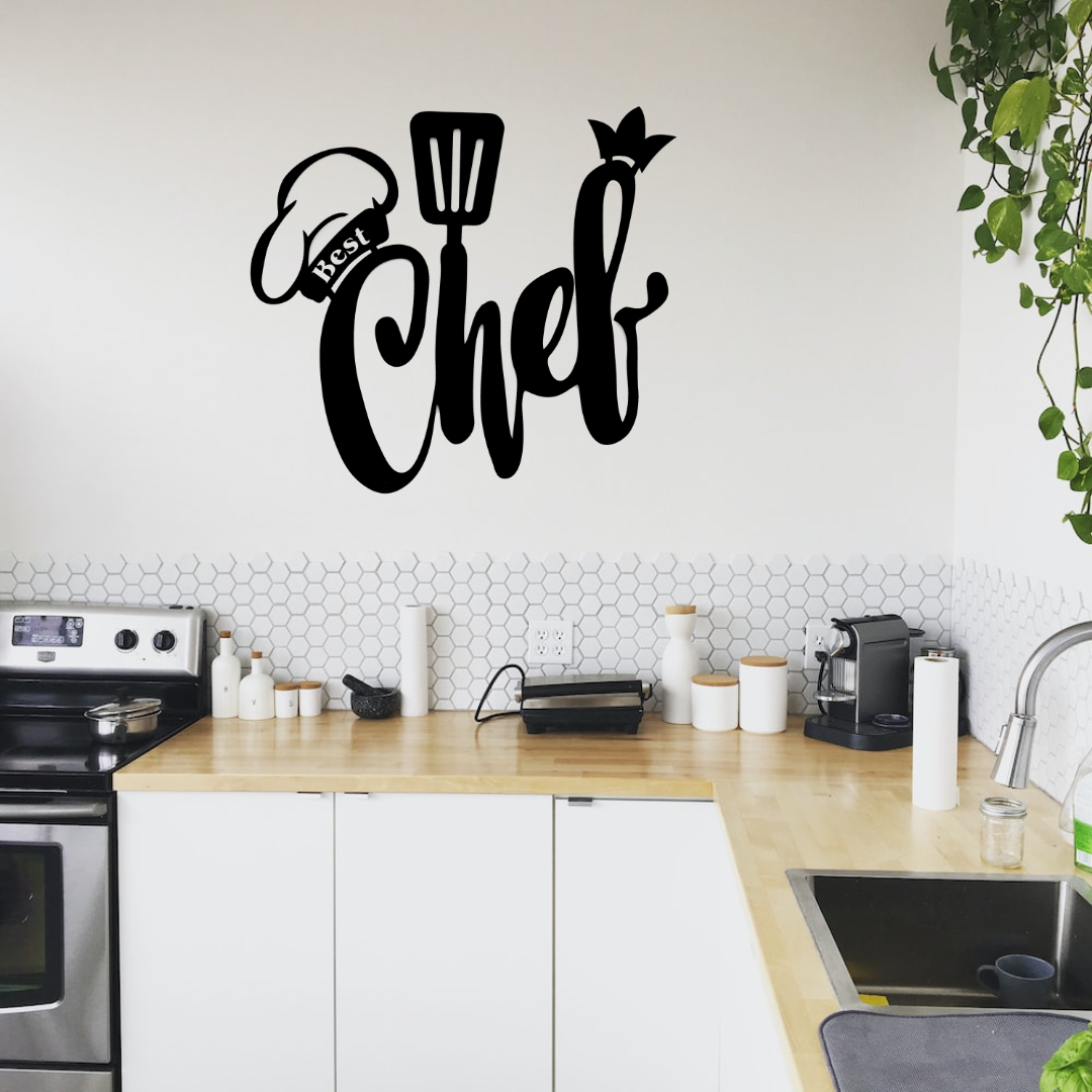 Black Metal Wall Hanger with Chef Pattern Suitable for All Walls