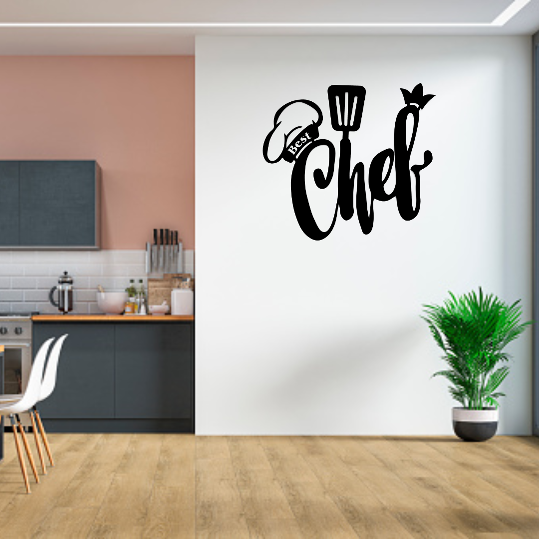 Black Metal Wall Hanger with Chef Pattern Suitable for All Walls