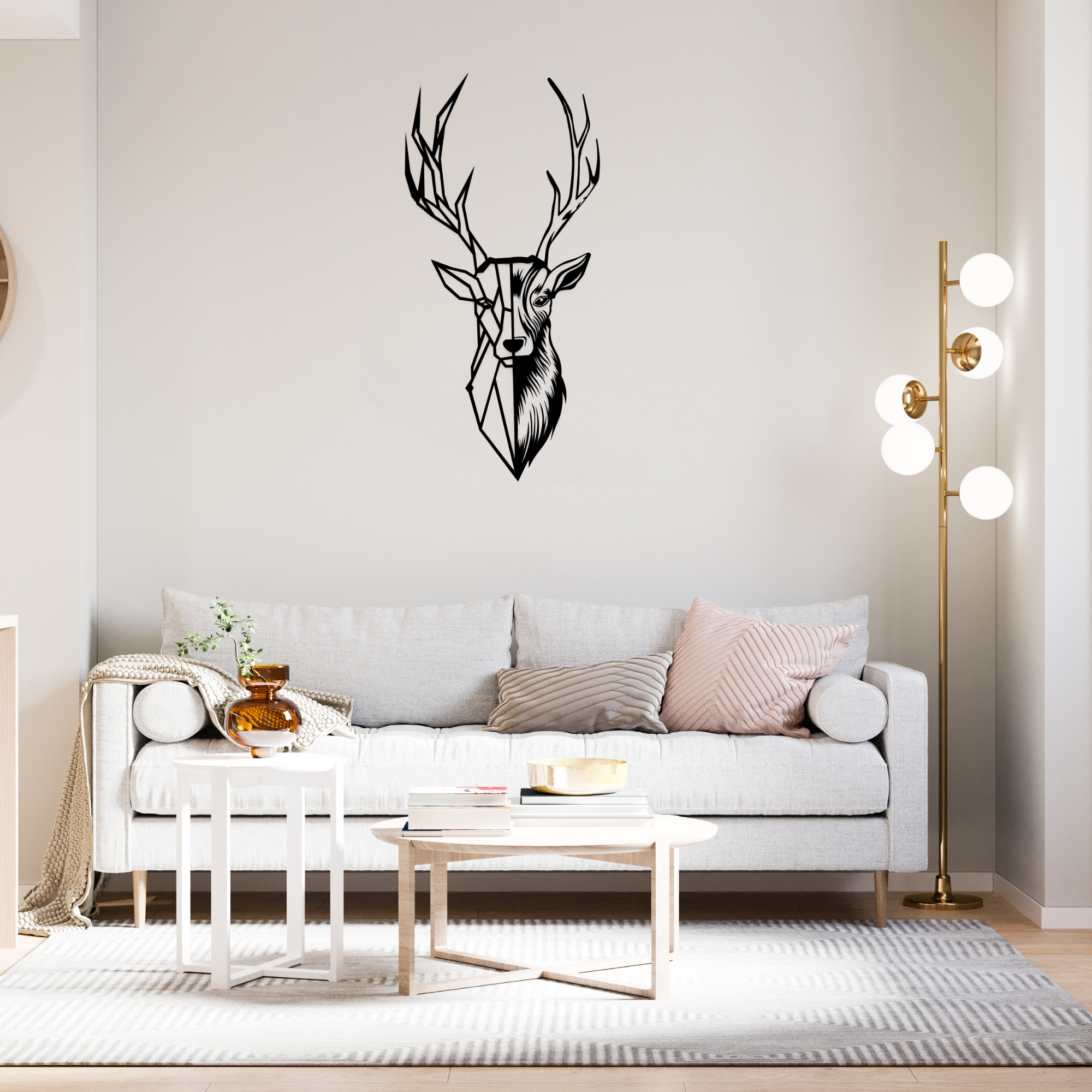 Black Metal Wall Hanger with Deer Pattern Suitable for All Walls 1.5mm Thickness 45x95cm