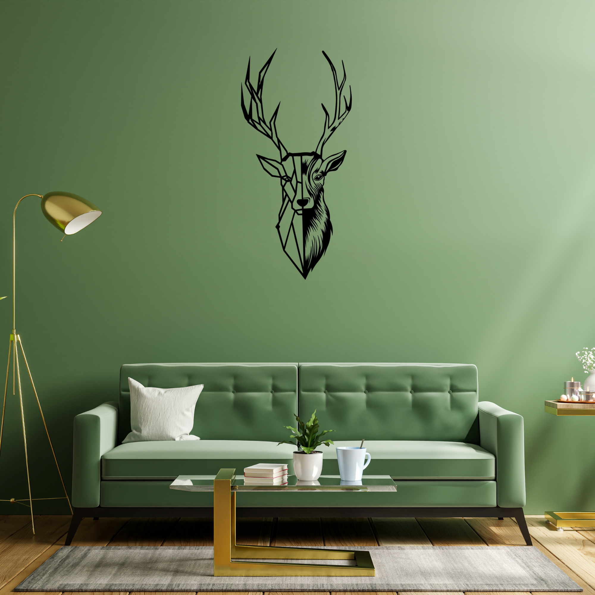 Black Metal Wall Hanger with Deer Pattern Suitable for All Walls 1.5mm Thickness 45x95cm