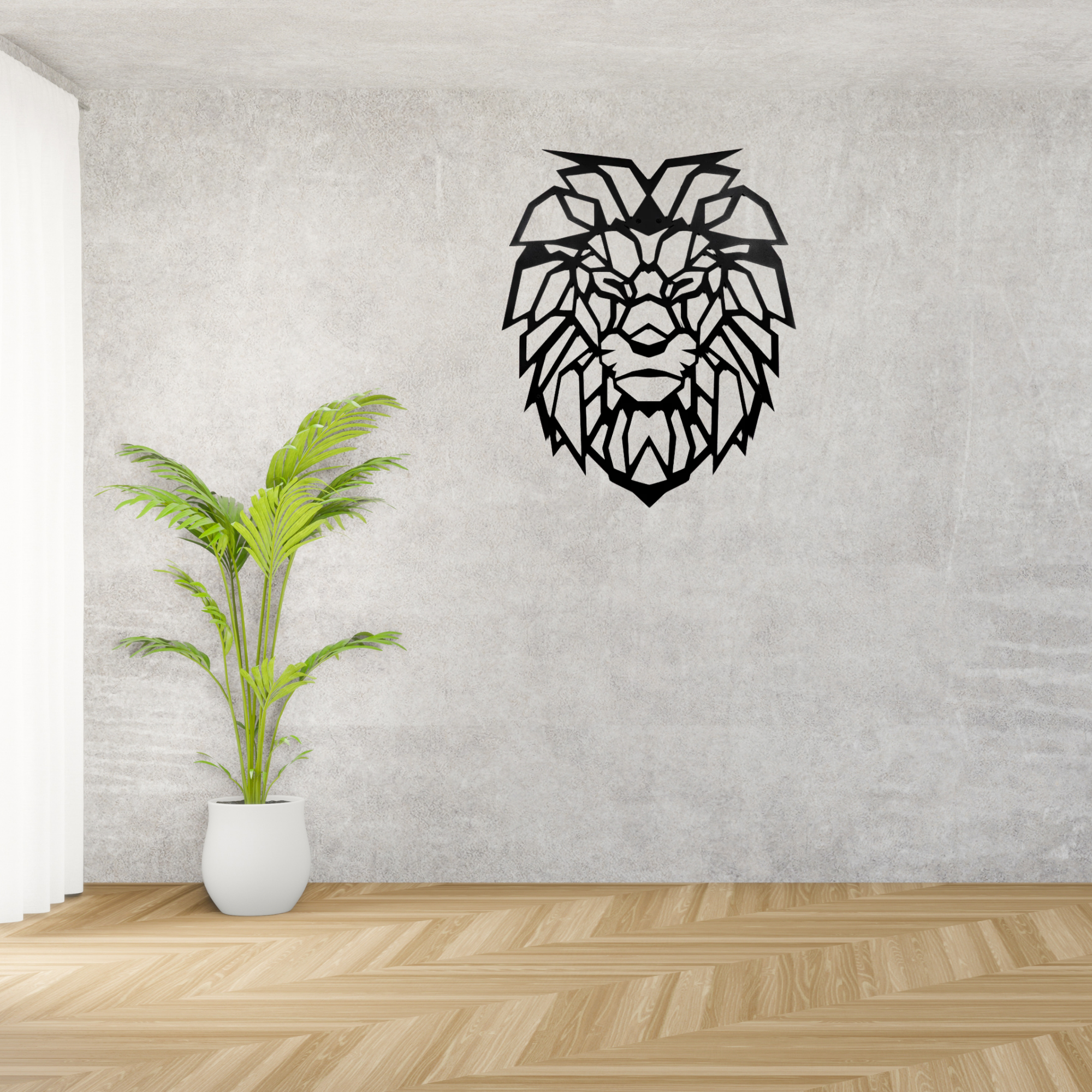 Lion Pattern Black Metal Wall Art Hanging Decor | For All Walls 1.5mm Thickness 60x75cm