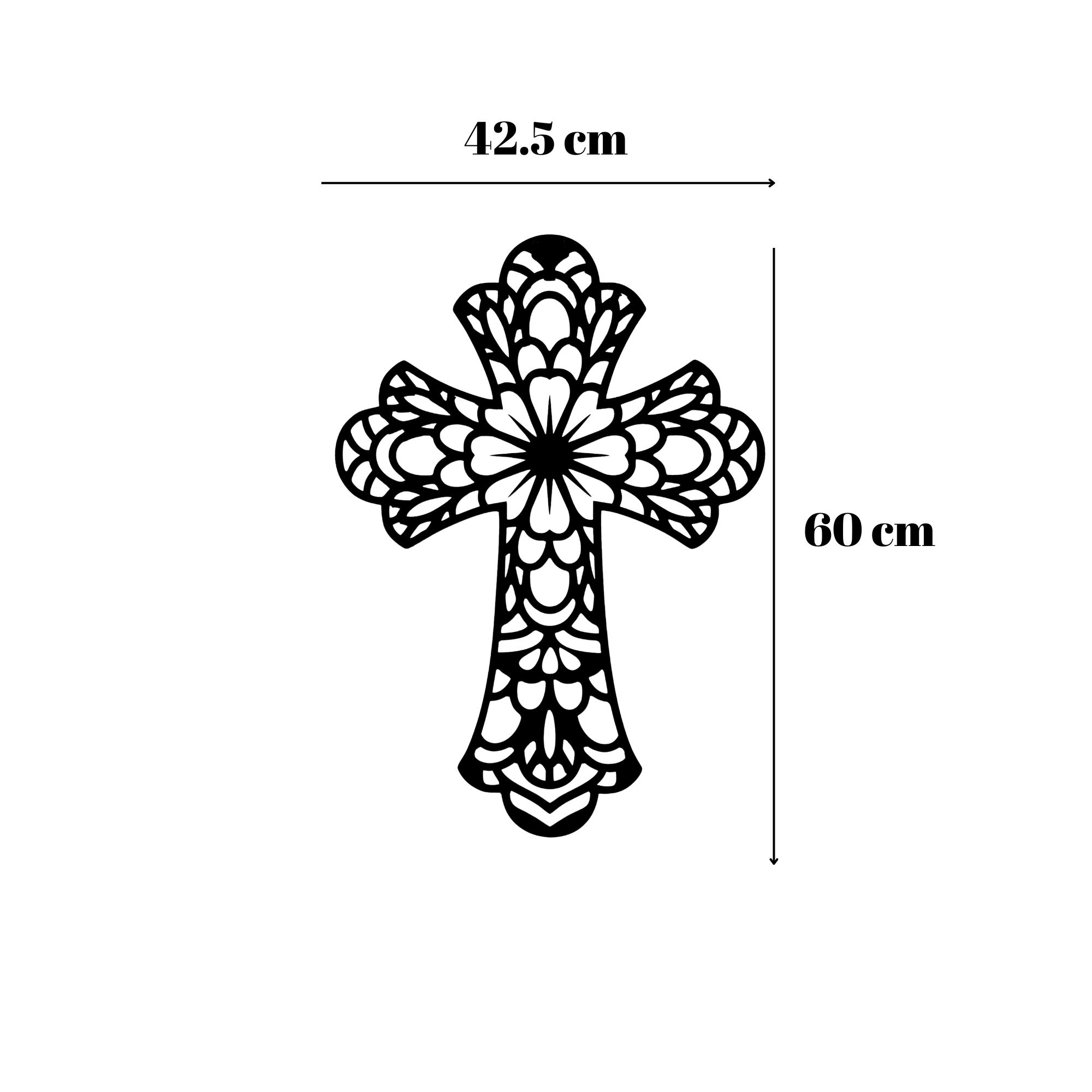Floral Cross Metal Wall Decor, Christian Wall Art, Living Room Wall Decor, Religious Home Decoration, Cross with Floral Design Wall Art