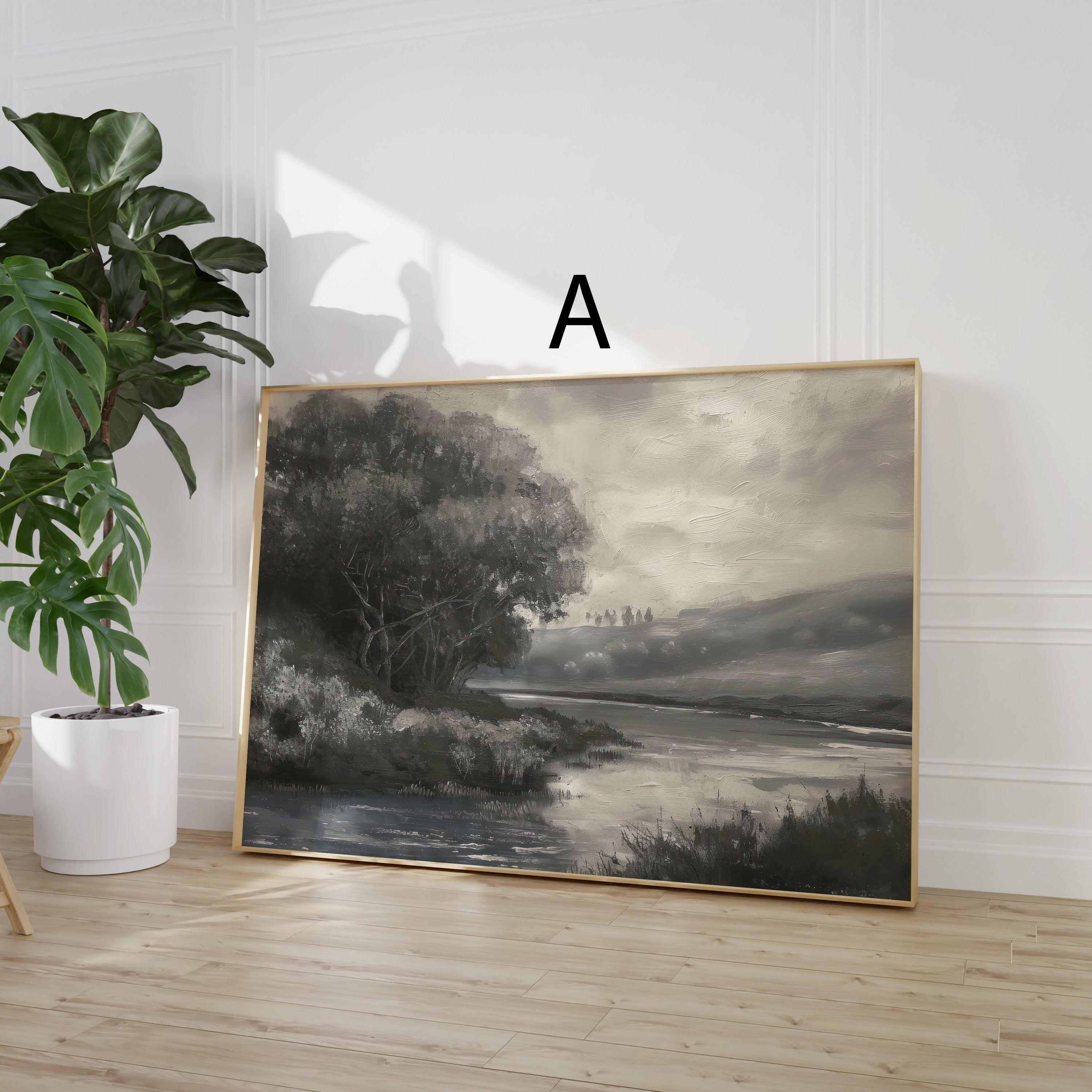 Moderne Vintage Landschaft Poster · Geschenkidee · Flusslandschaft Pferde Stillleben Klassische Wandkunst · Dekoprint ohne Rahmen-2