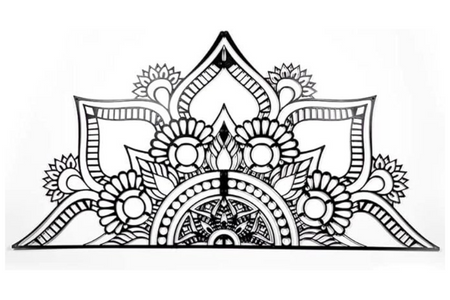 Mandala Patterned Black Metal Wall Hanger Suitable for All Walls 2mm Thickness 153x75cm
