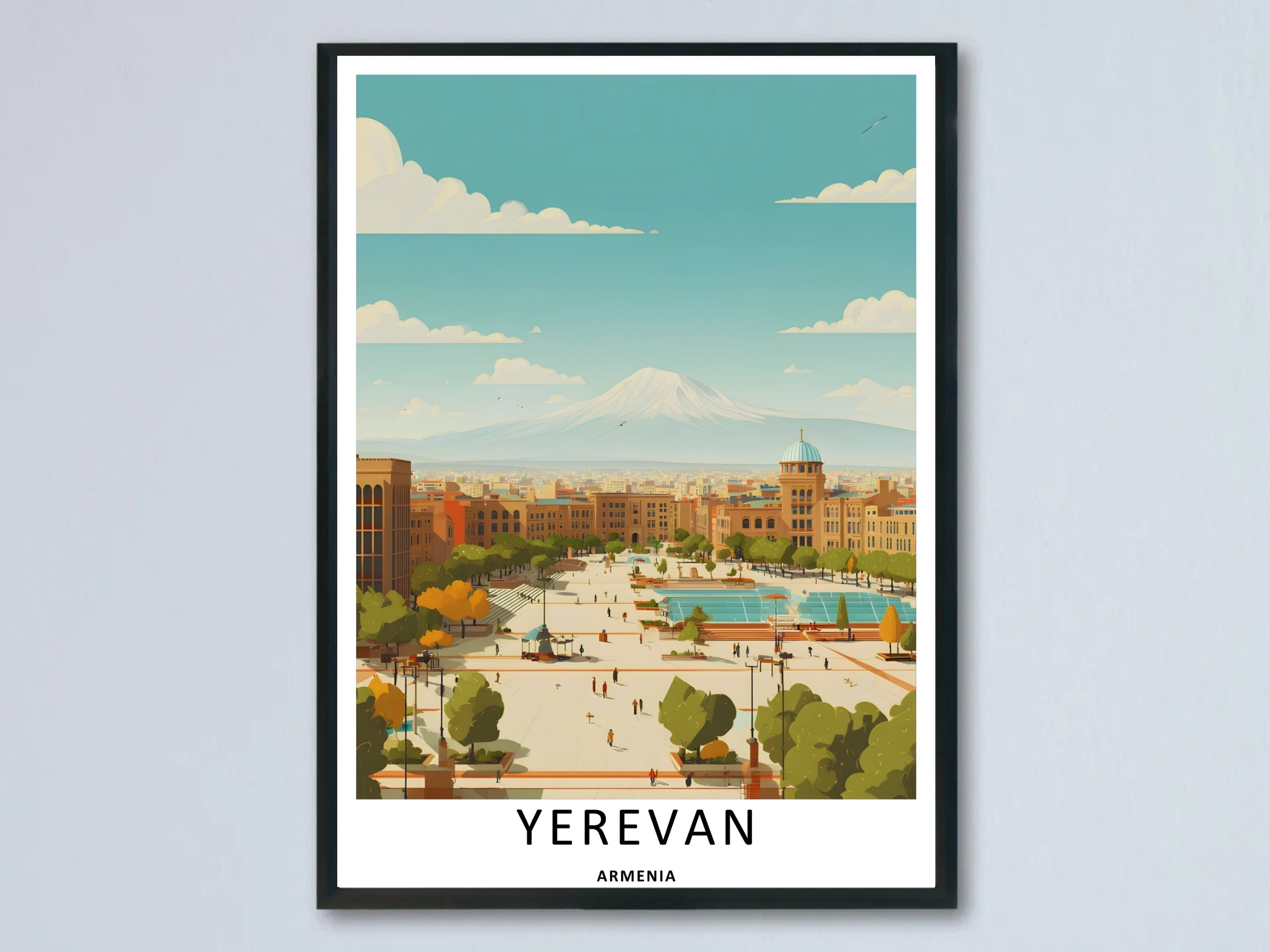 Yerevan Republic Square Poster: Mount Ararat Armenia City Print-0