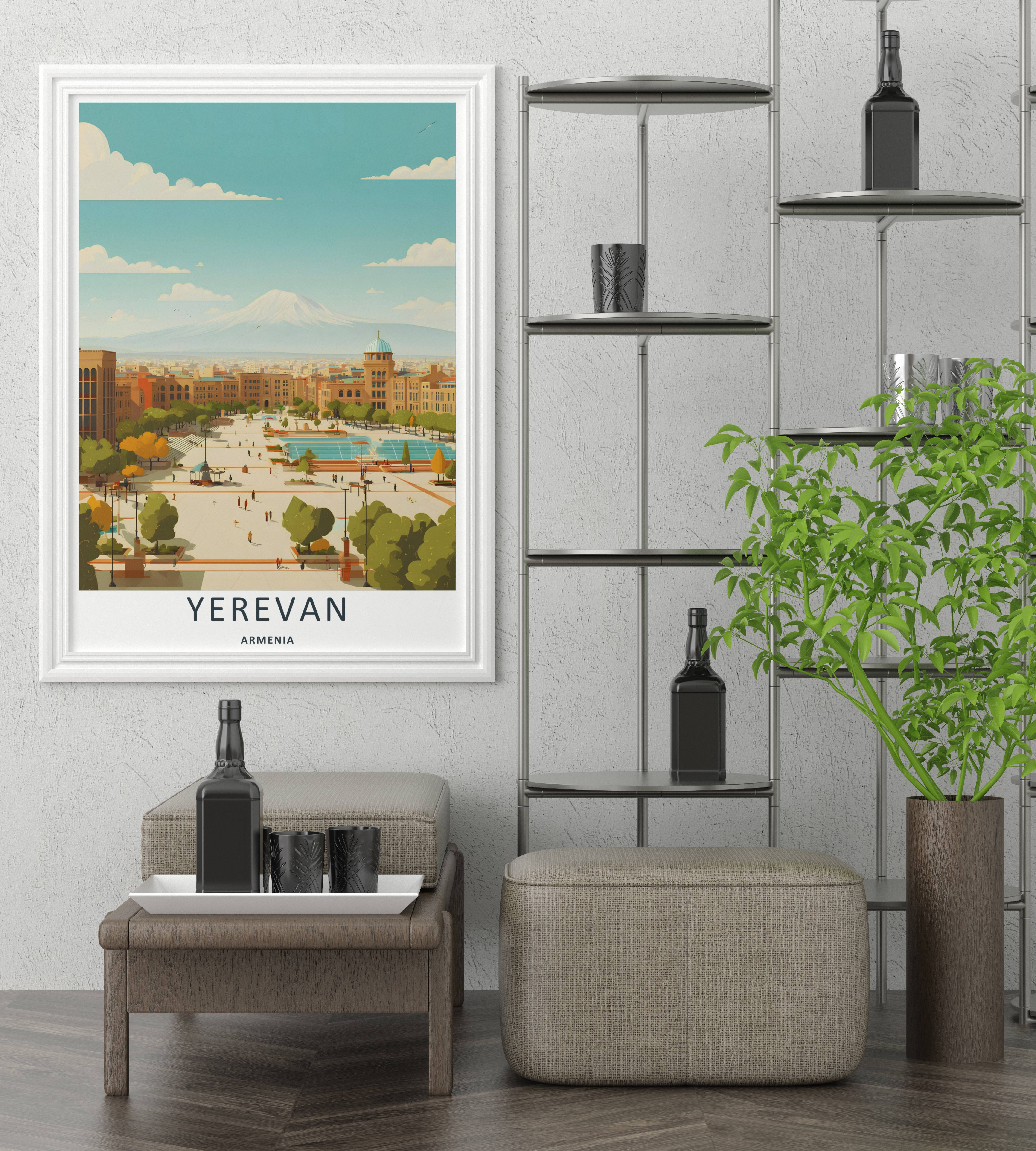 Yerevan Republic Square Poster: Mount Ararat Armenia City Print-2