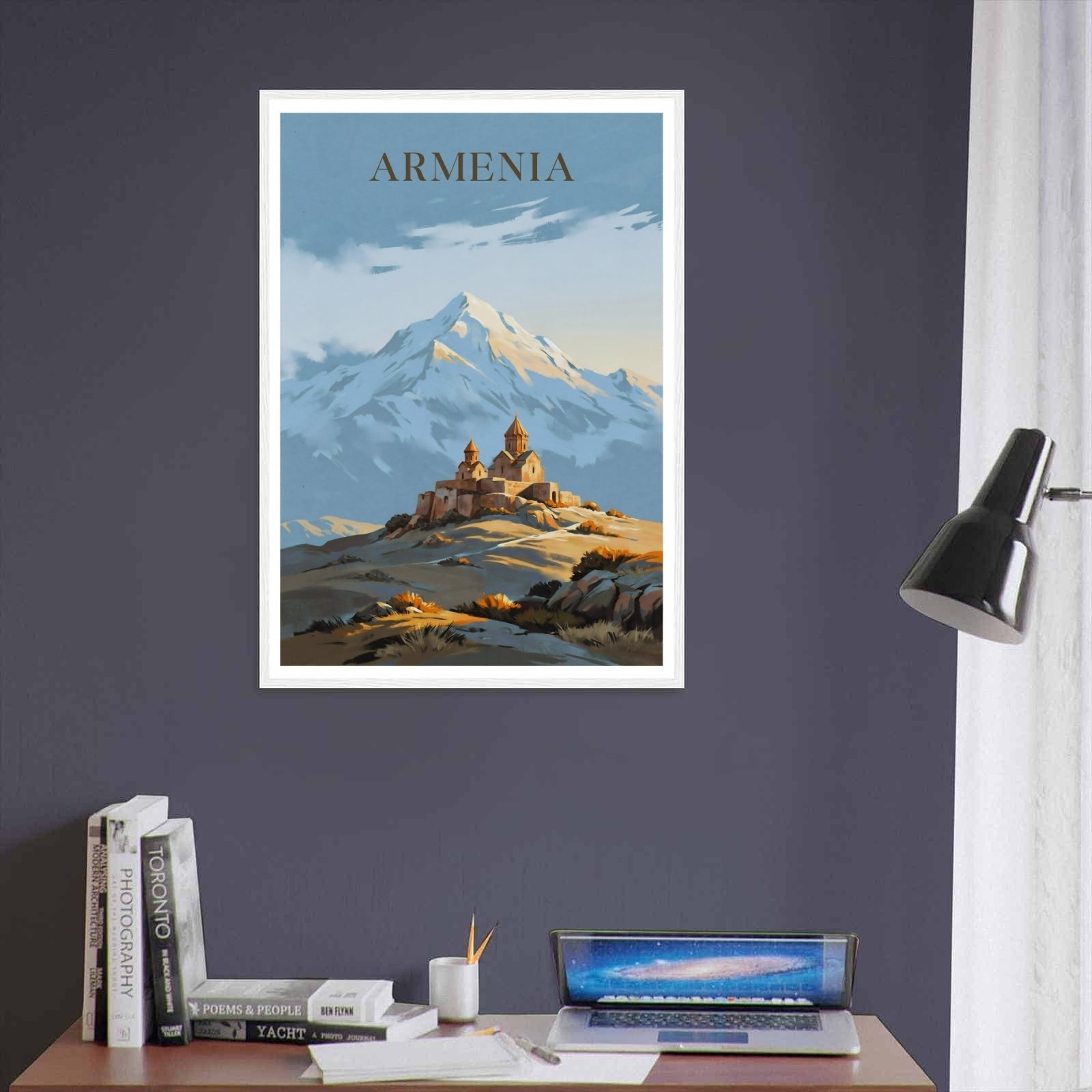 Khor Virap Monastery Poster: Mount Ararat Painting Landscape Print-1