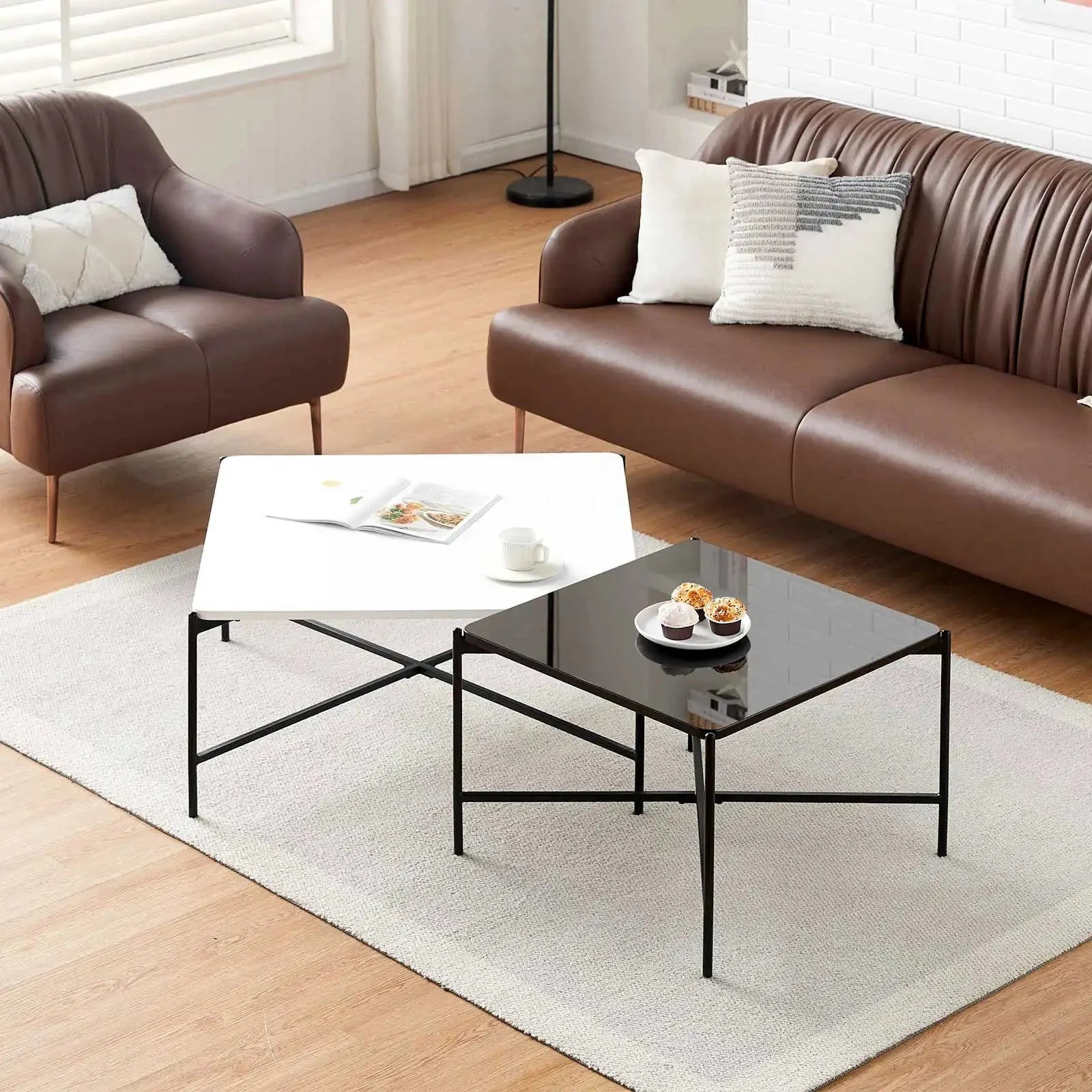 Arol 2-Piece High Gloss Square Nesting Coffee Table Set