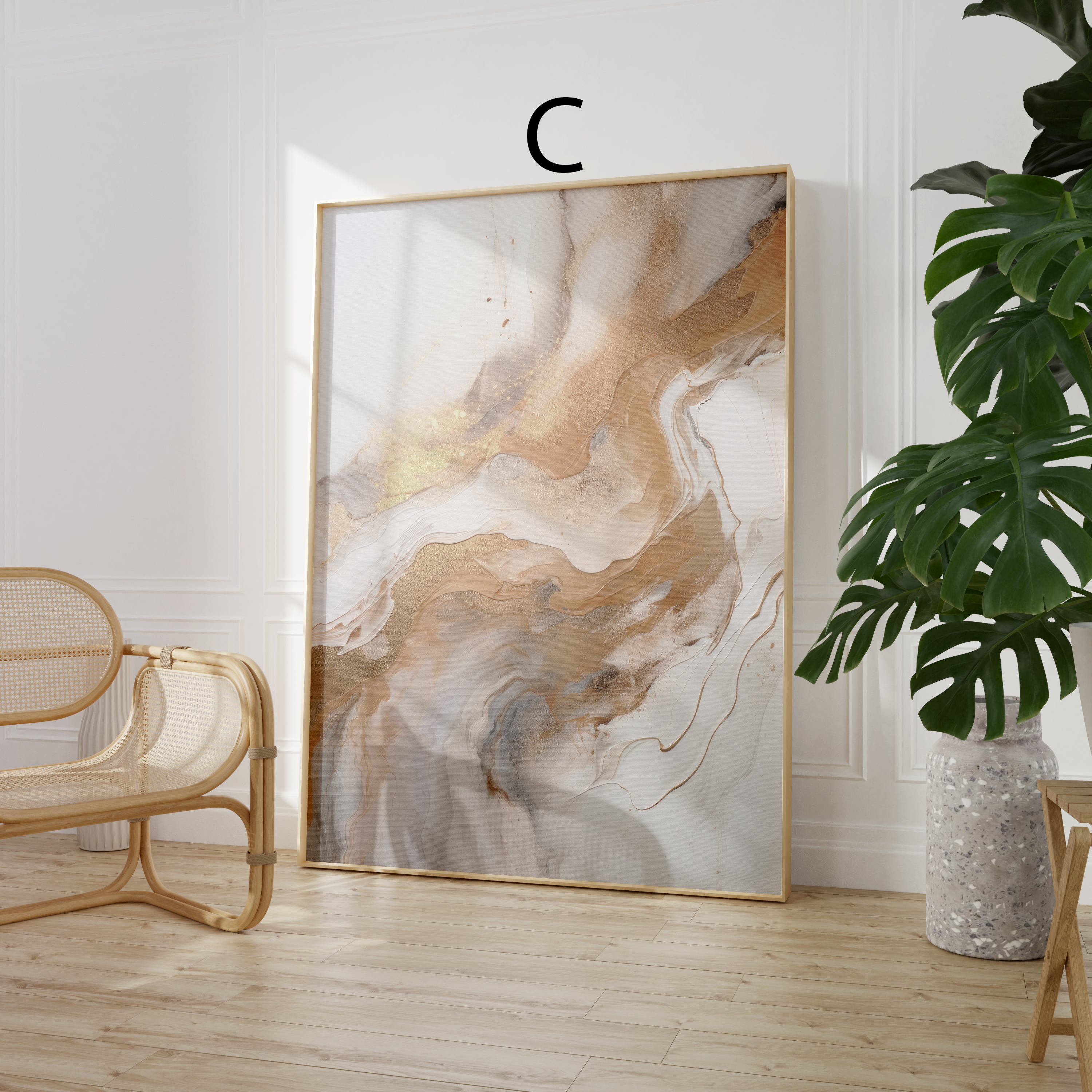 Abstrakte Kunst Poster · Geschenkidee · Beige Gold Marmor Effekt Minimalistische Wandkunst · Dekoprint ohne Rahmen-4