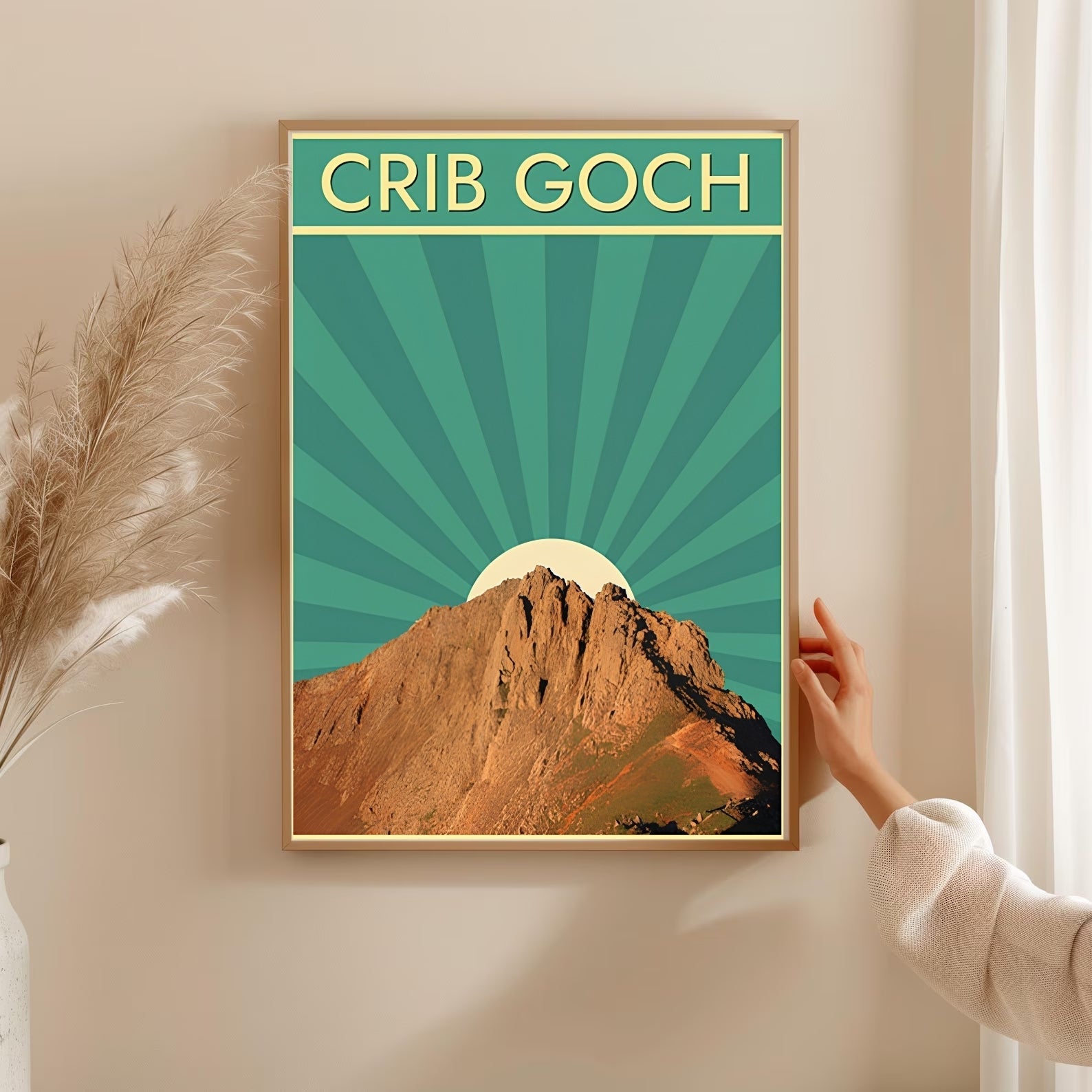Crib Goch Snowdonia Retro Travel Poster | Wales Mountain Wall Art-2