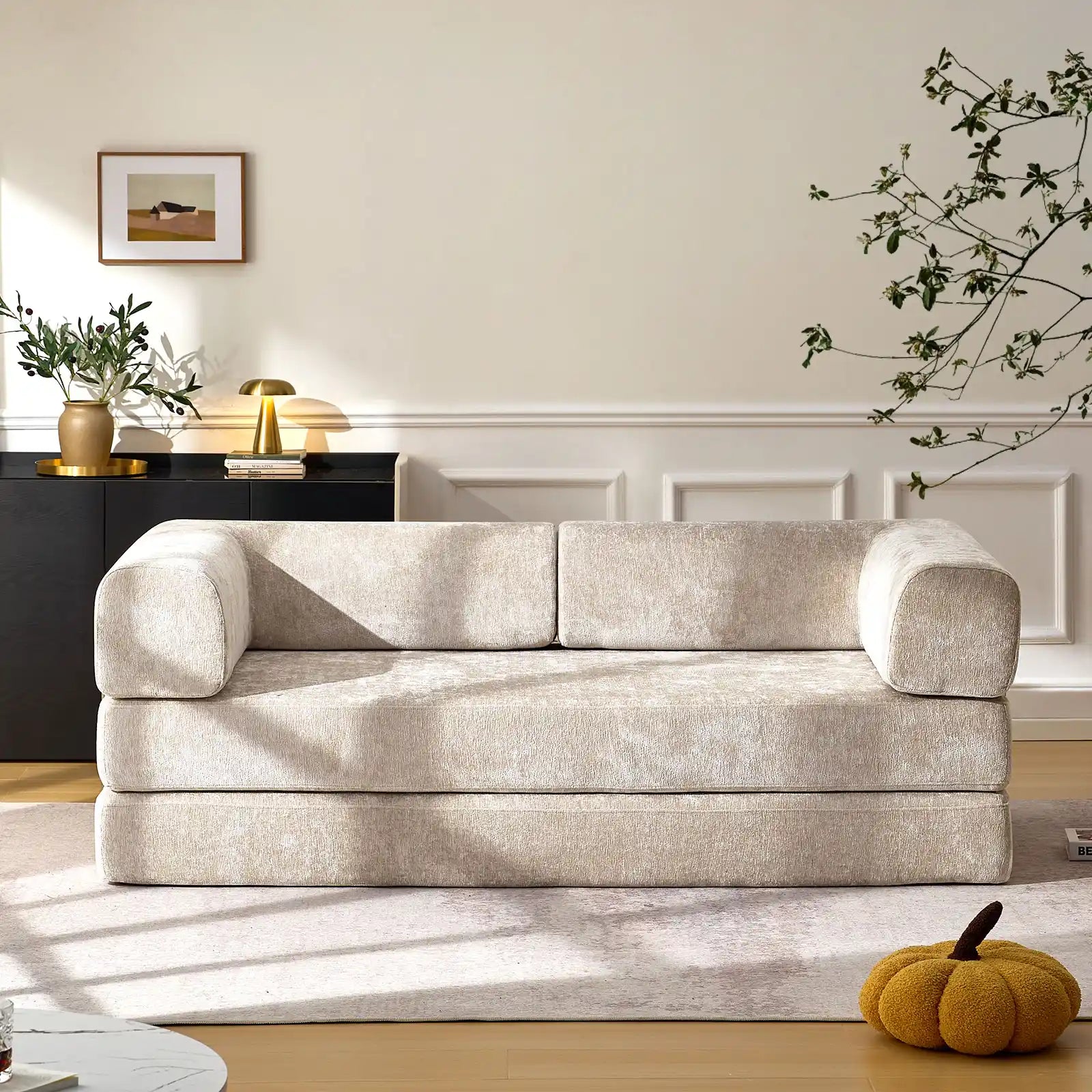 Hugo Khaki Convertible Sofa Bed