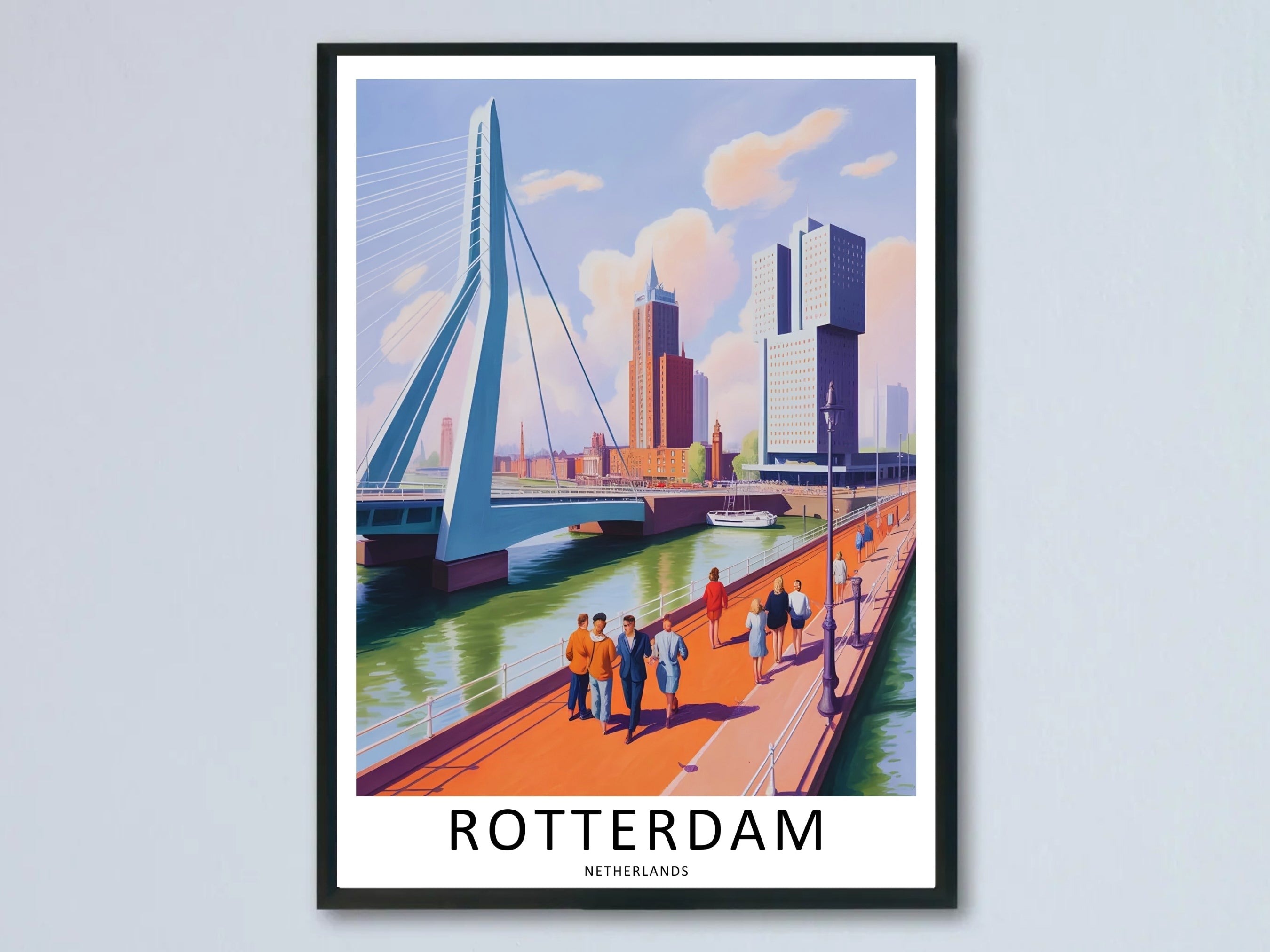 Rotterdam Art Print Boardwalk Promenade Skyline Travel Poster-0