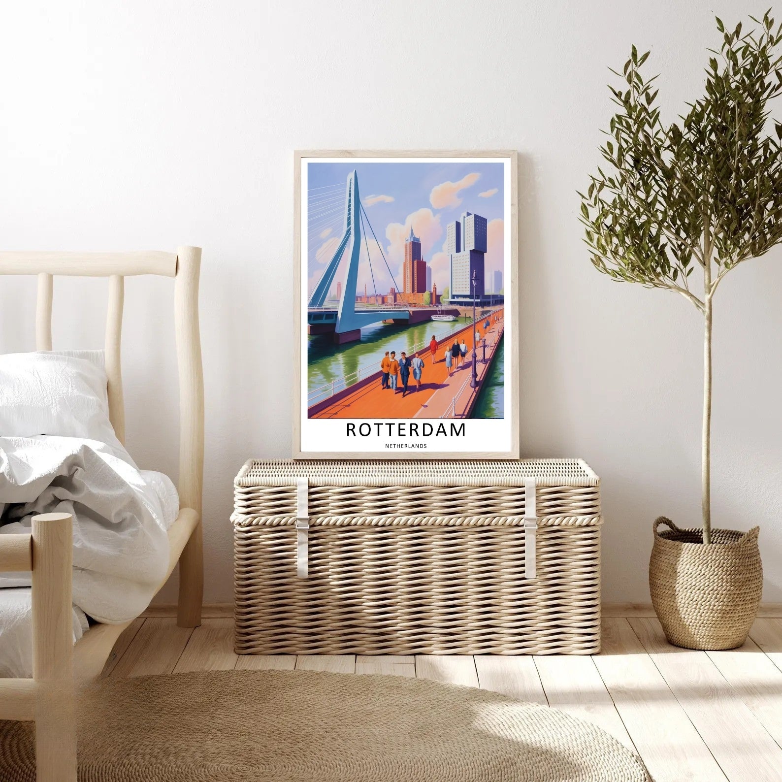 Rotterdam Art Print Boardwalk Promenade Skyline Travel Poster-2