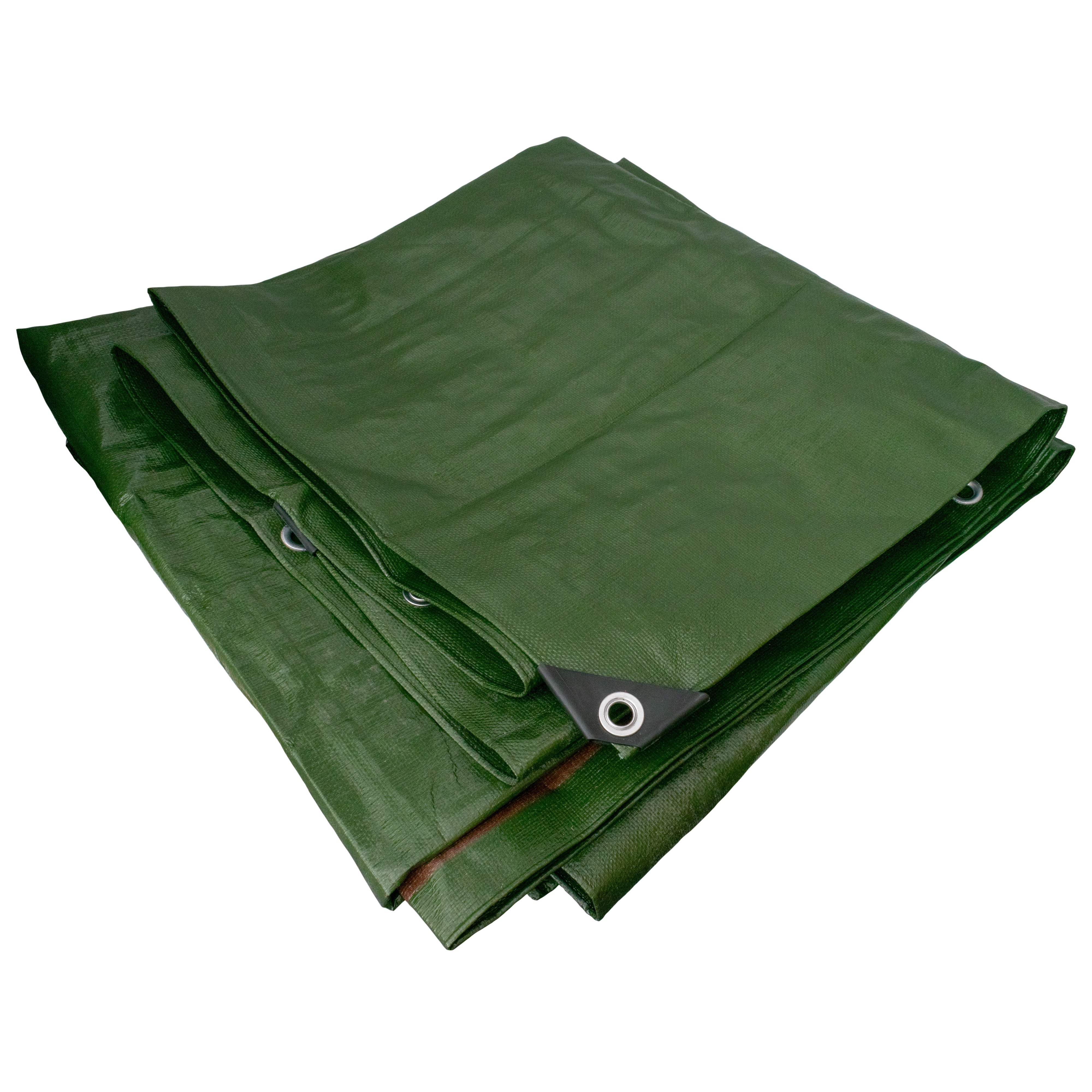 Green Brown L-Grade Tarpaulin 5m x 5m Outdoor Ground Sheet Heavy Duty Nylon Ties