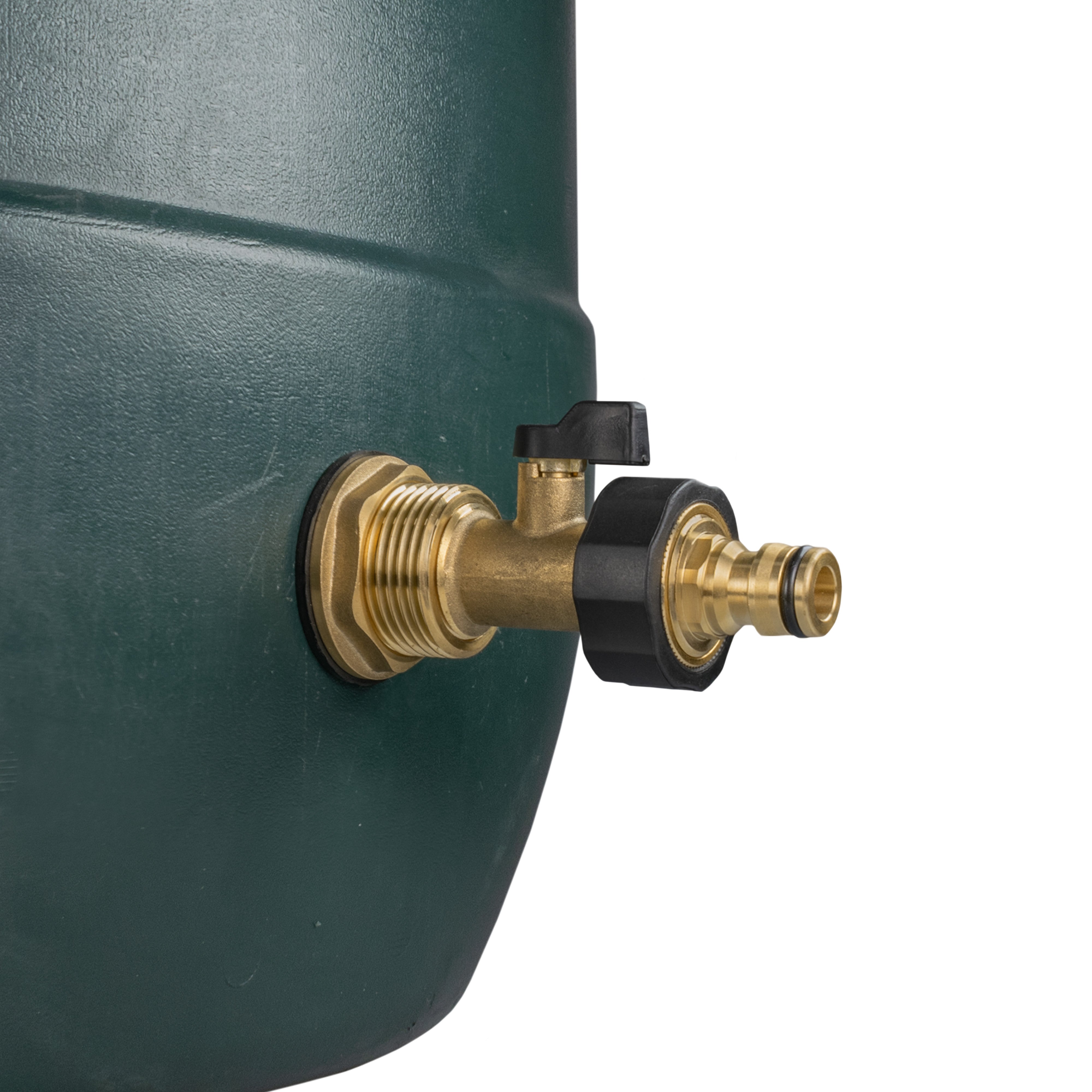 Water Butt Brass Kit 1in with Brass Valve + Quick Connect for Hose Connector Set