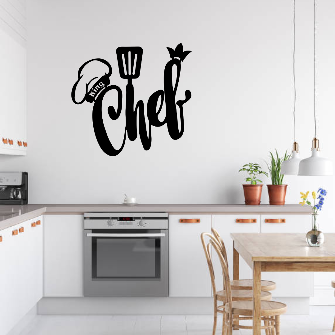 Black Metal Wall Hanger with Chef Pattern Suitable for All Walls