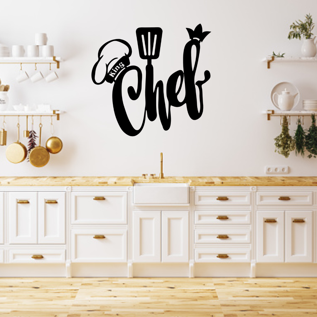 Black Metal Wall Hanger with Chef Pattern Suitable for All Walls