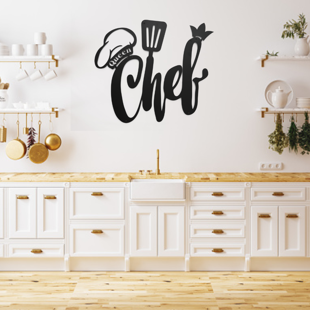 Black Metal Wall Hanger with Chef Pattern Suitable for All Walls