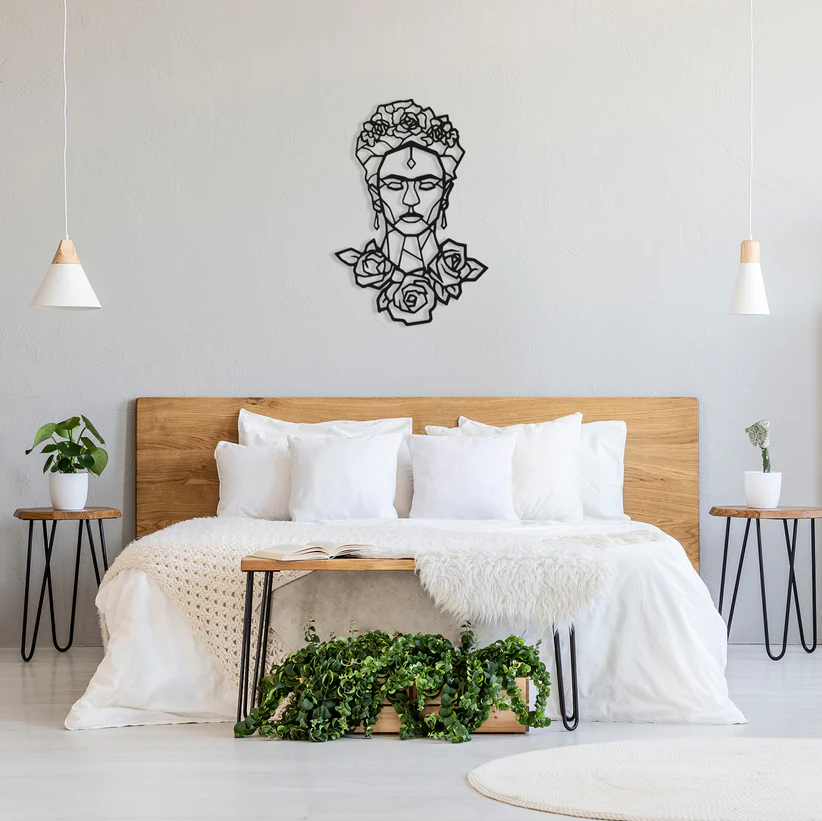 Frida Kahlo Metal Wall Art, Frida Wall Hanging, Metal Wall Sculpture, Modern Wall Art, Metal Portrait of Frida Kahlo, Black Metal Wall Art
