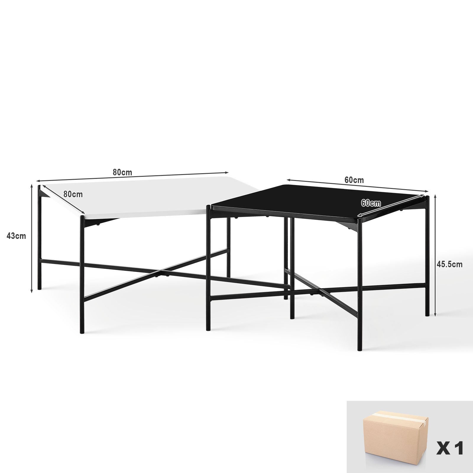 Arol 2-Piece High Gloss Square Nesting Coffee Table Set