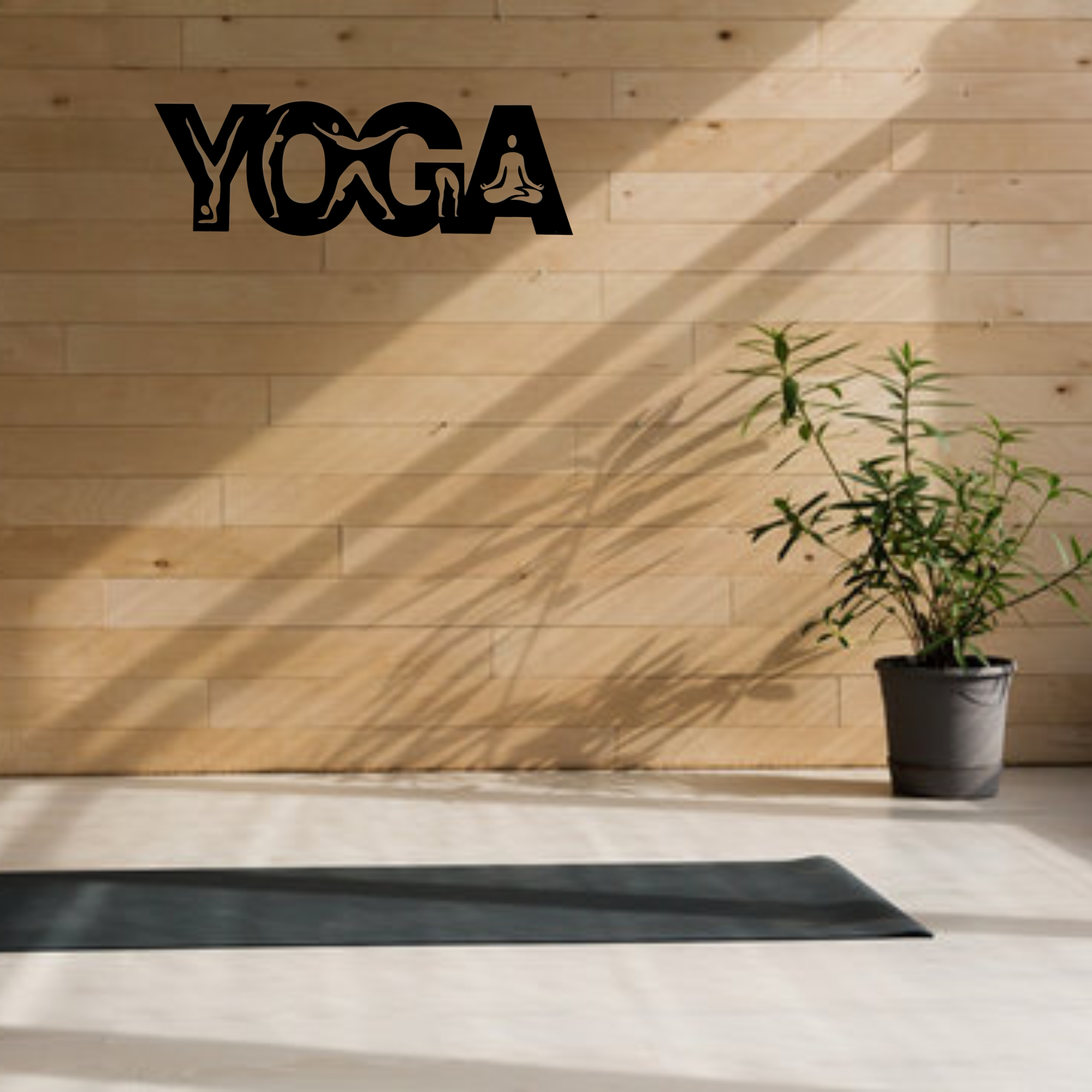 Yoga Black Metal Wall Art Hanging Decor | 100x32 cm 1.5mm Thickness for All Walls