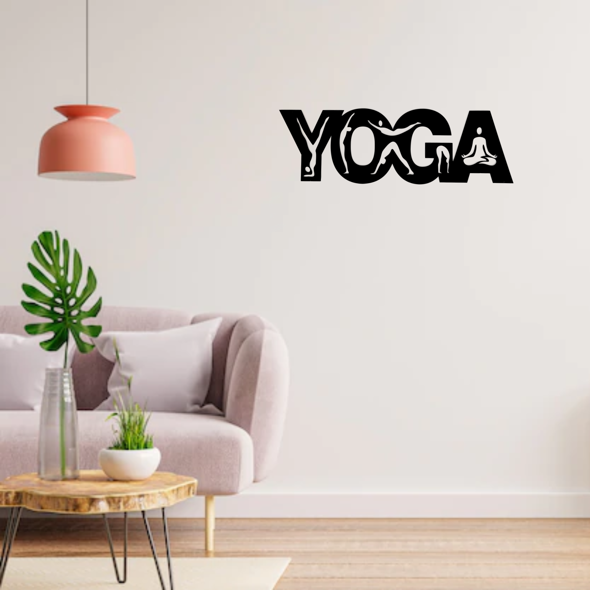 Yoga Black Metal Wall Art Hanging Decor | 100x32 cm 1.5mm Thickness for All Walls