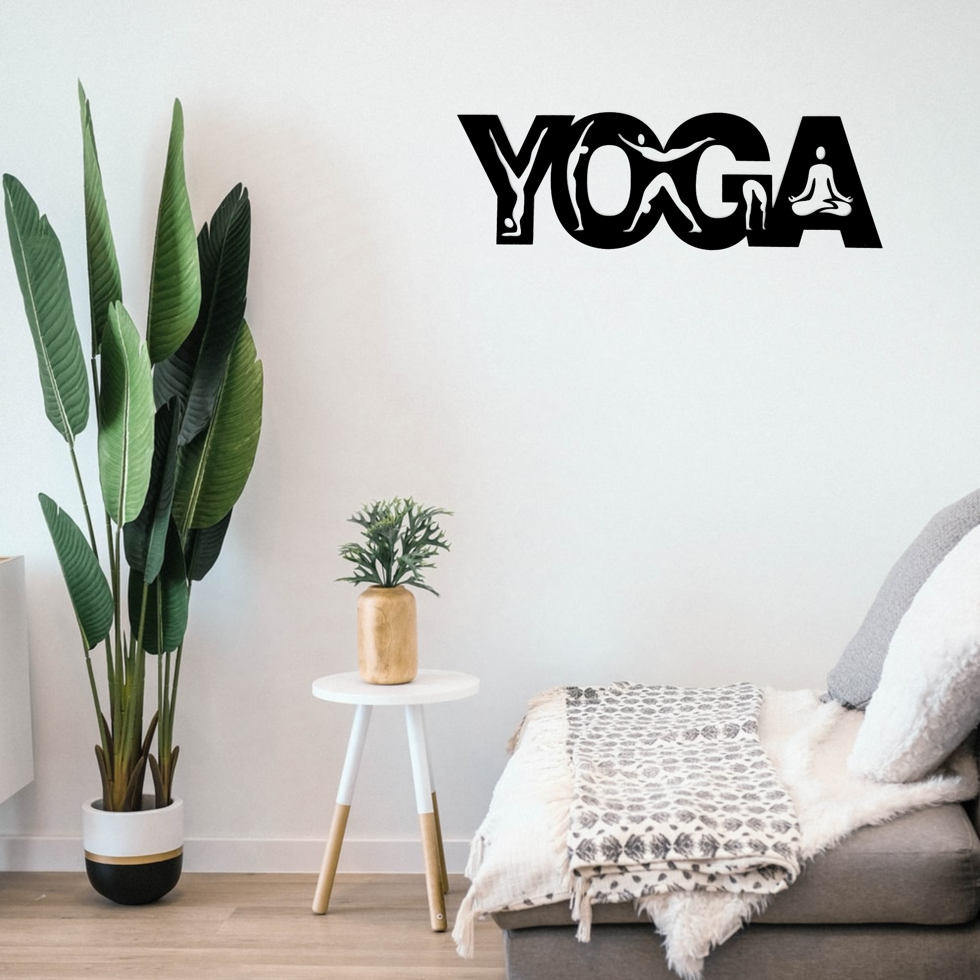 Yoga Black Metal Wall Art Hanging Decor | 100x32 cm 1.5mm Thickness for All Walls
